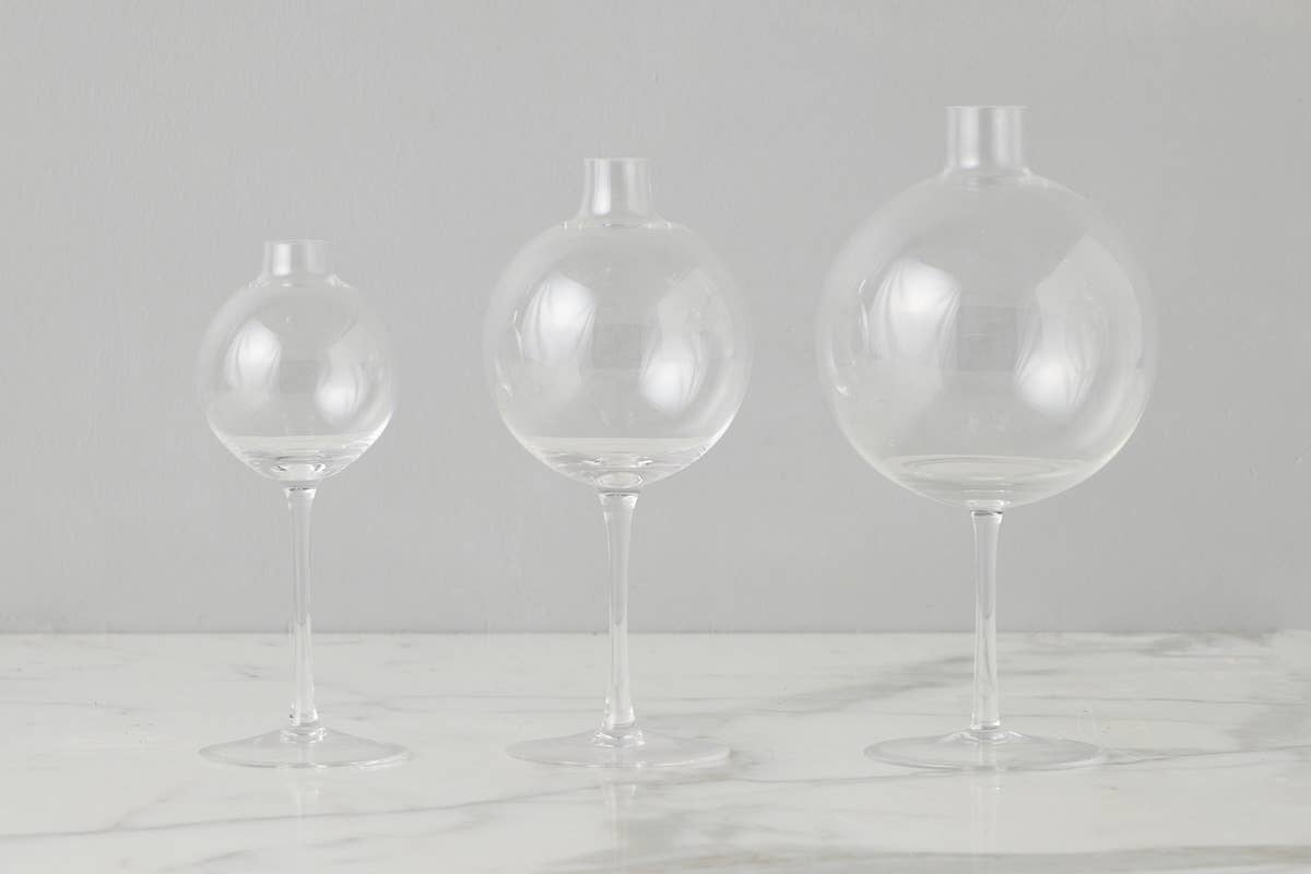 Clear Wine Glass Shaped Flower Vase, Medium - Box Turtle