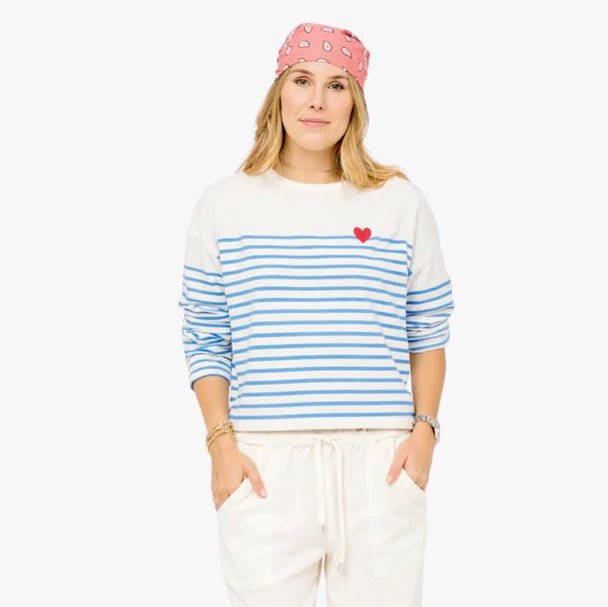 Cloud Blue Artist Long Sleeve Stripe Tee - Box Turtle