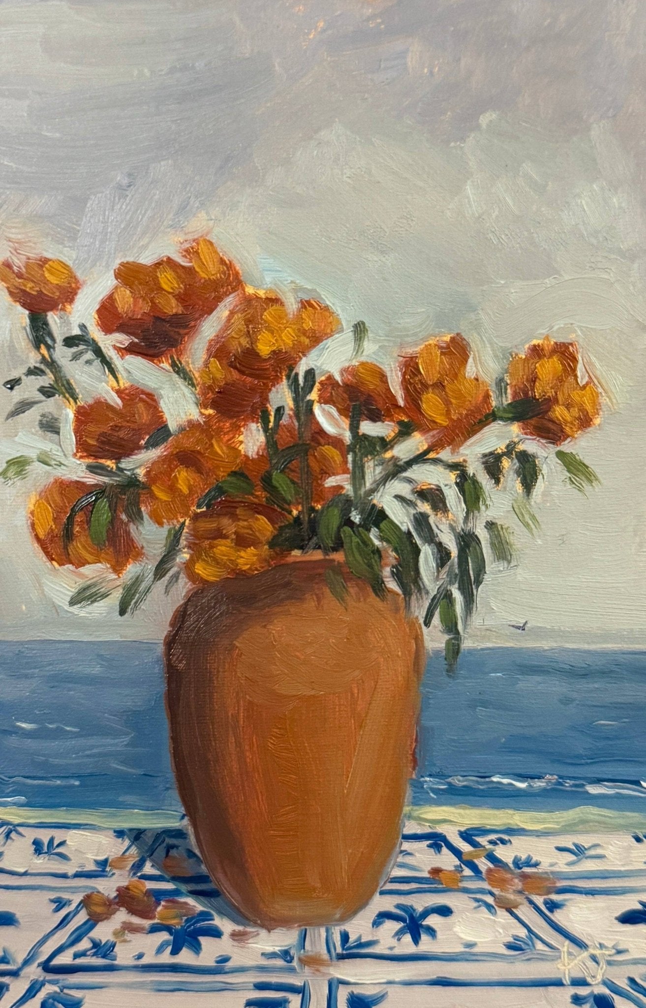 Coastal Marigolds Print - Box Turtle