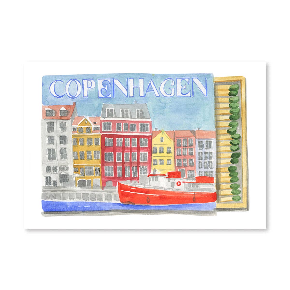 Copenhagen Matchbook Watercolor Print - Box Turtle