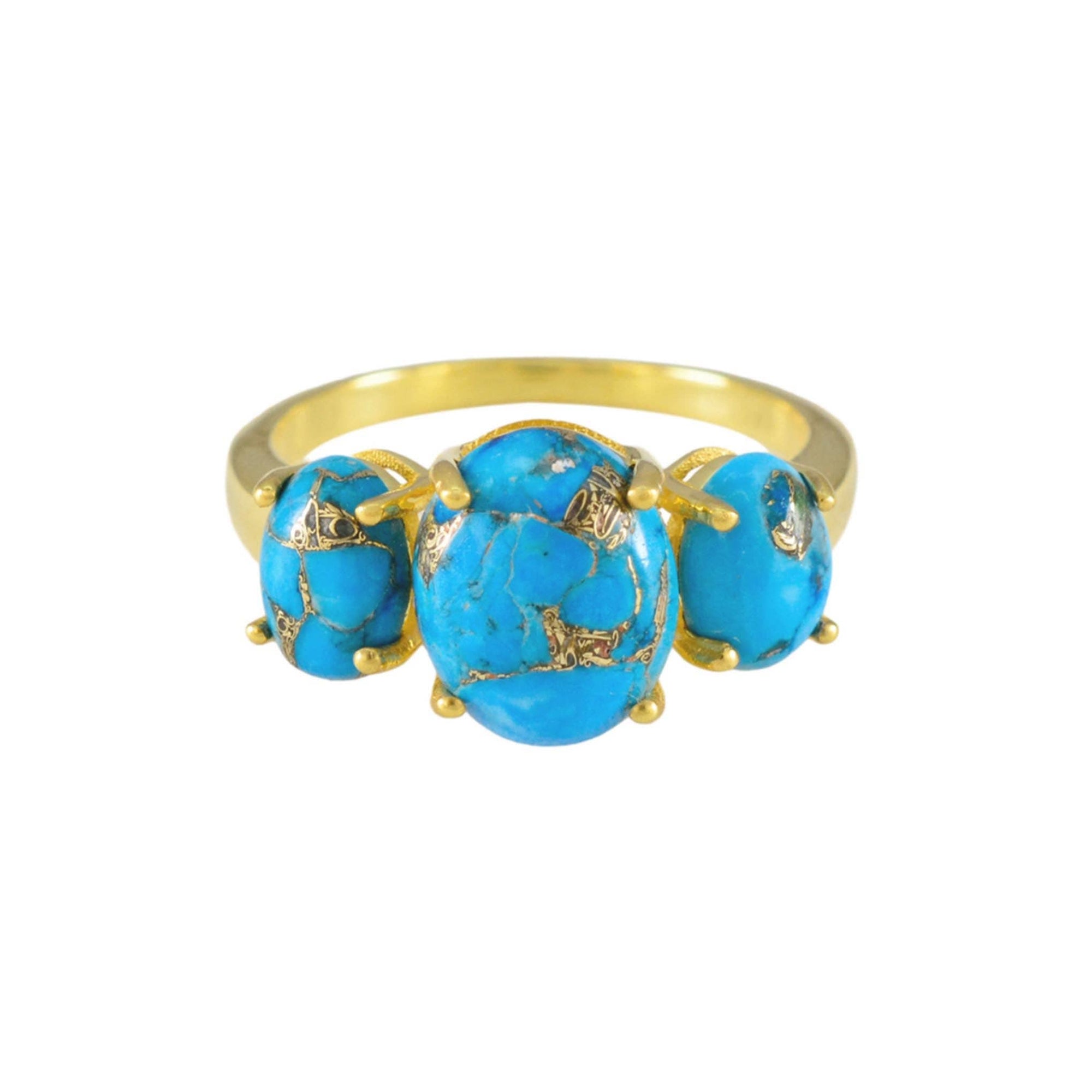 Copper Turquoise Gum Drop Ring - Box Turtle