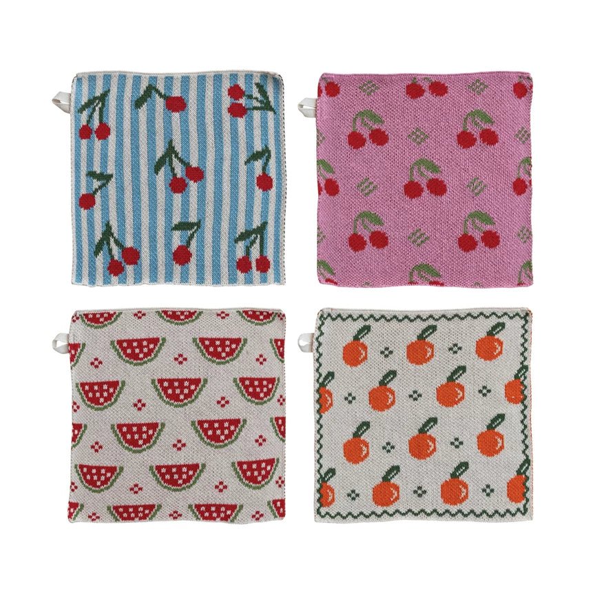 Cotton Knit Fruit Dish Cloth - Box Turtle