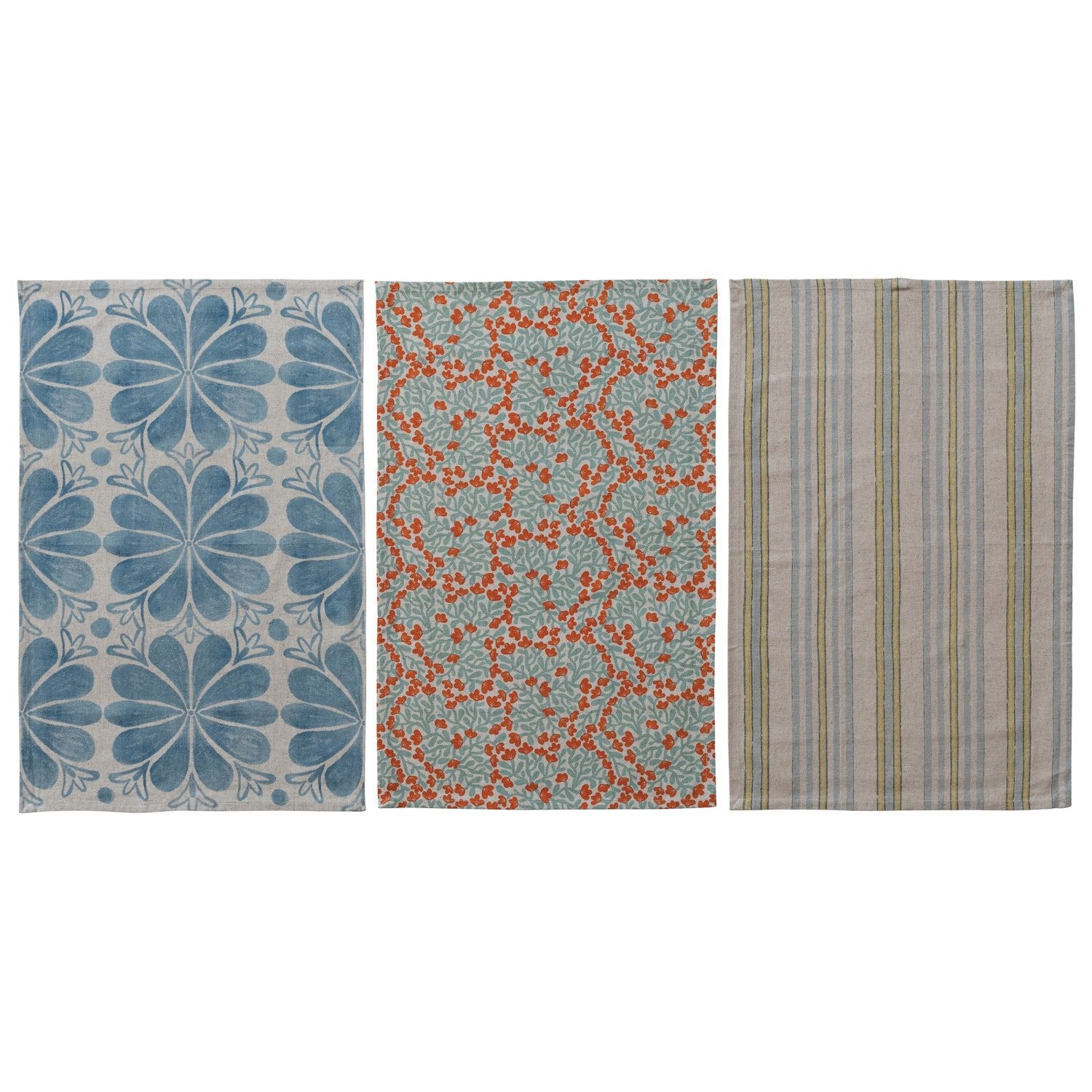 Cotton Linen Printed Tea Towel - Box Turtle