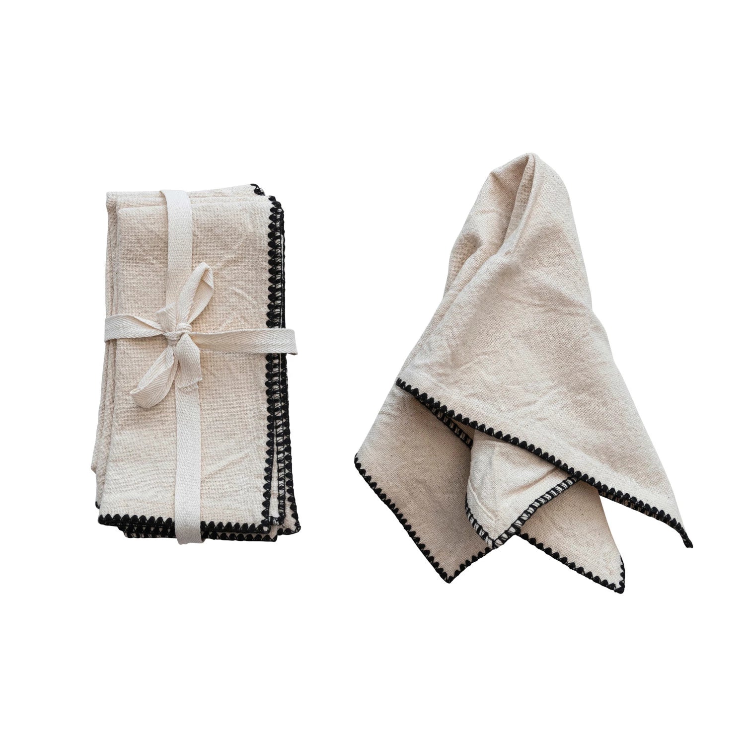 Cotton Napkins with Black Edge Stitching - Box Turtle