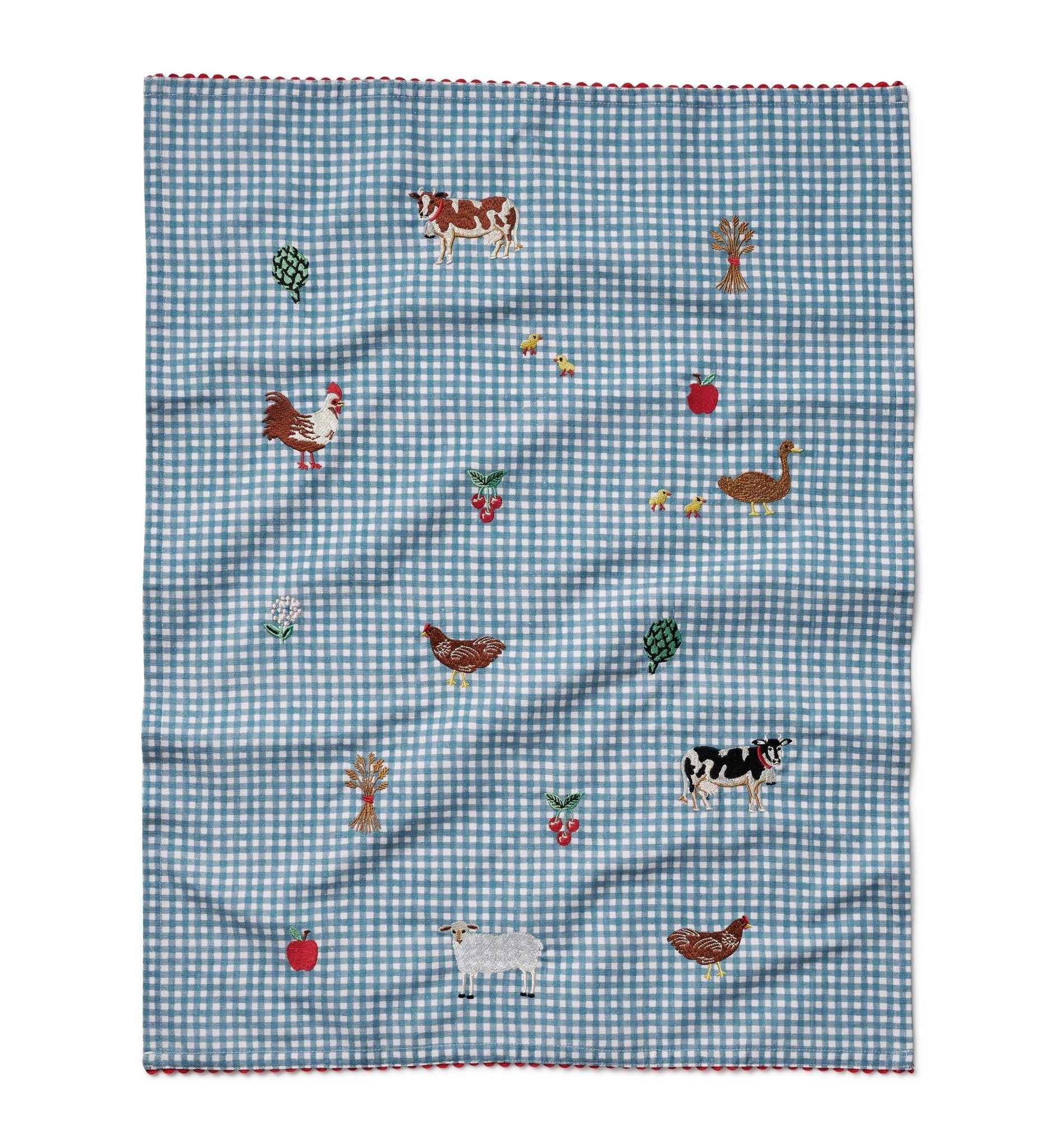 Country Farm Embroidered Tea Towel - Box Turtle