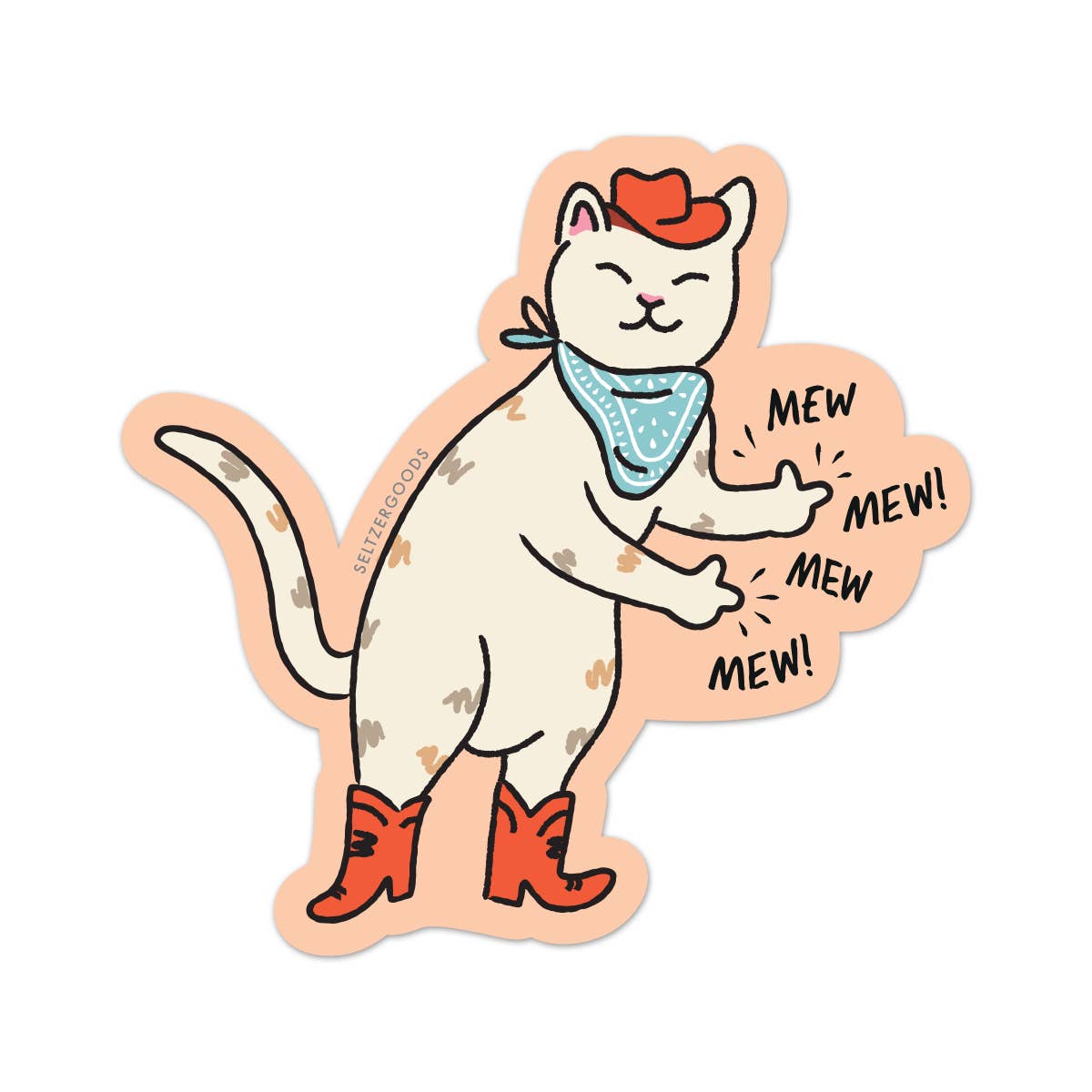 Cowboy Kitty Sticker - Box Turtle