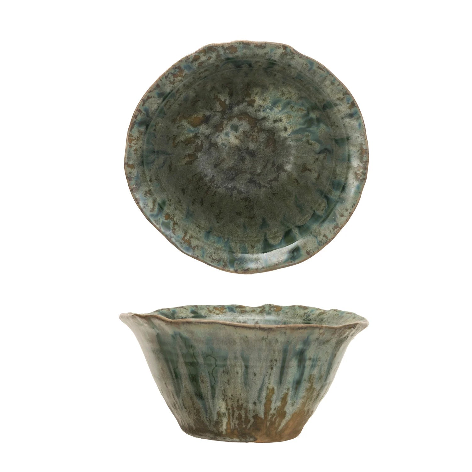 Crackle Glaze Stoneware Bowl - Box Turtle