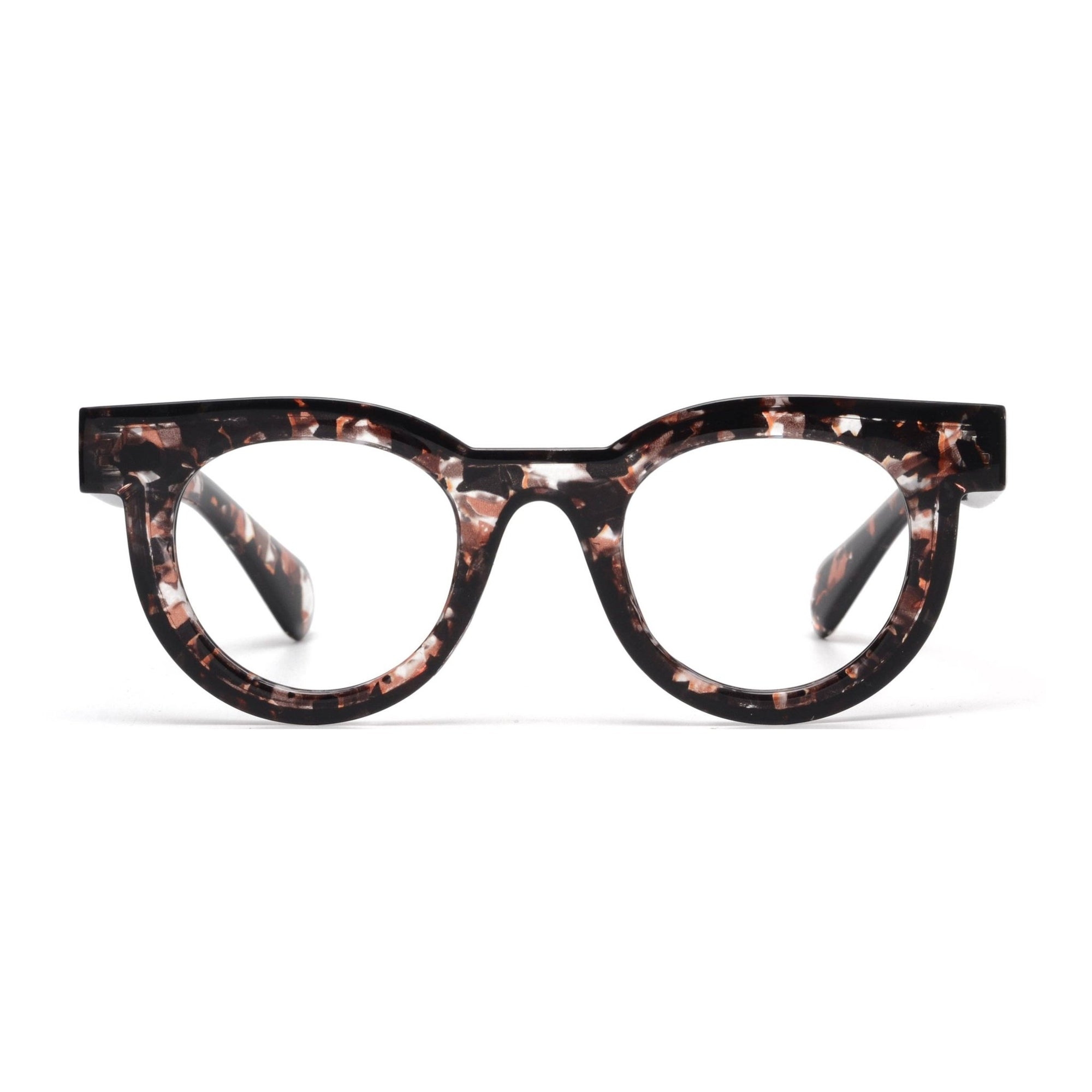 Crackled Brown KAI Blue Light Glasses - Box Turtle