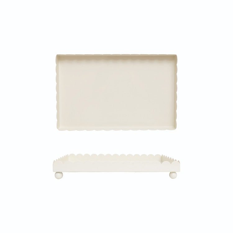 Cream Iron Footed Tray - Box Turtle