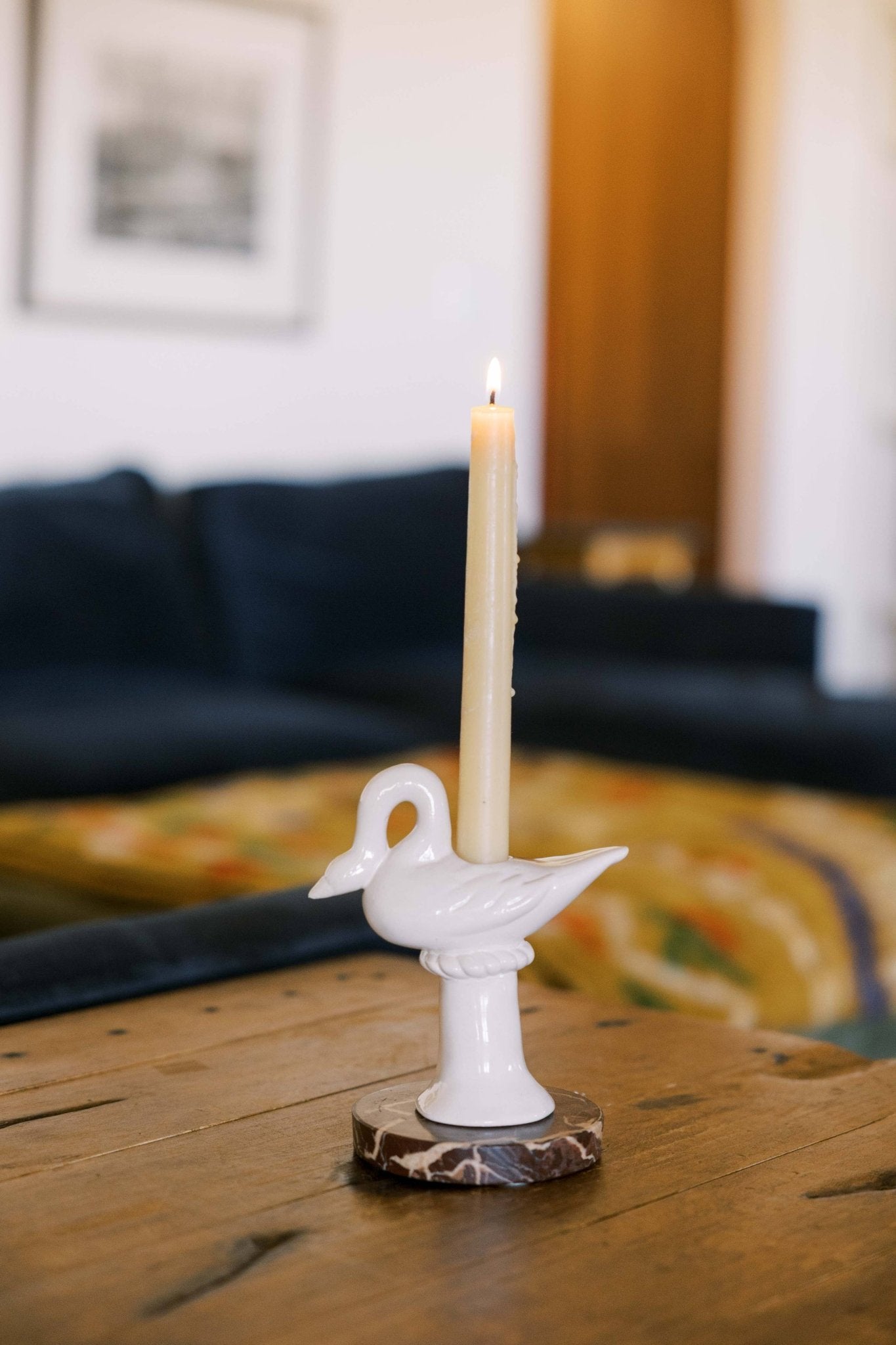 Cream Nordic Swan Candlestick Holder - Box Turtle