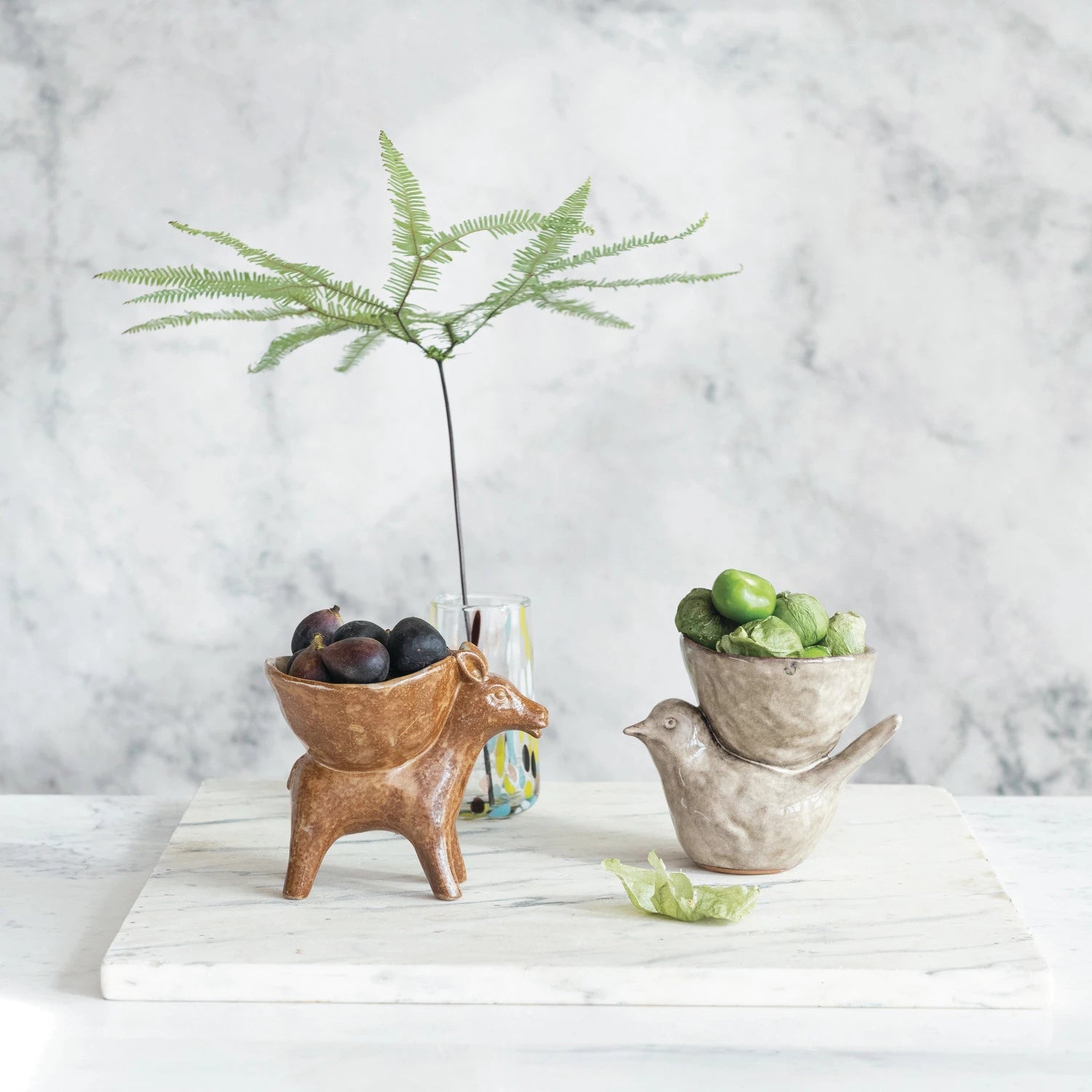 Cream Stoneware Bird Bowl - Box Turtle
