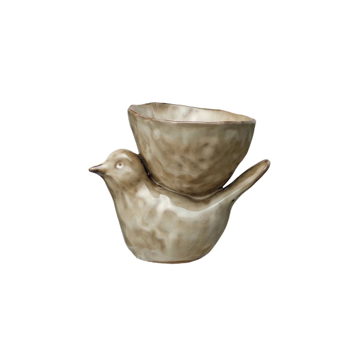 Cream Stoneware Bird Bowl - Box Turtle