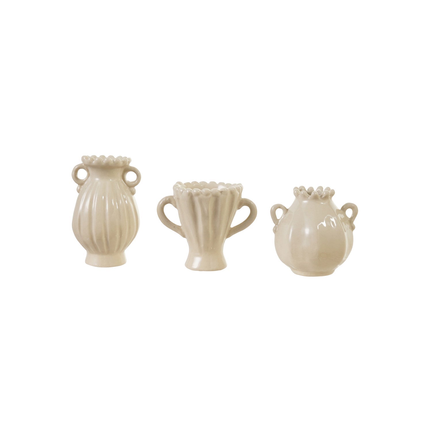 Cream Stoneware Vase with Handles - Box Turtle