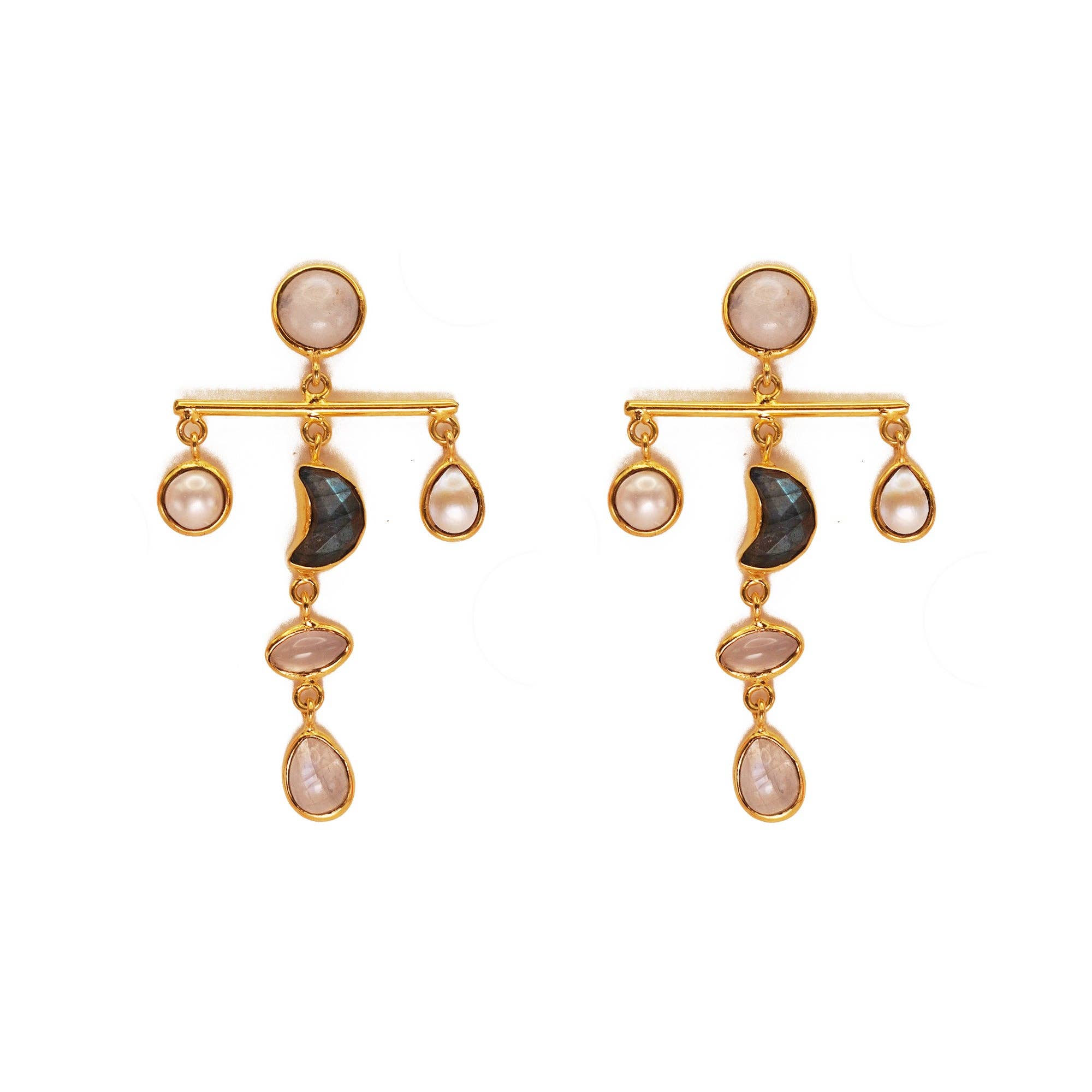 Crescent Moon Multi - Stone Mobile Dangles - Box Turtle