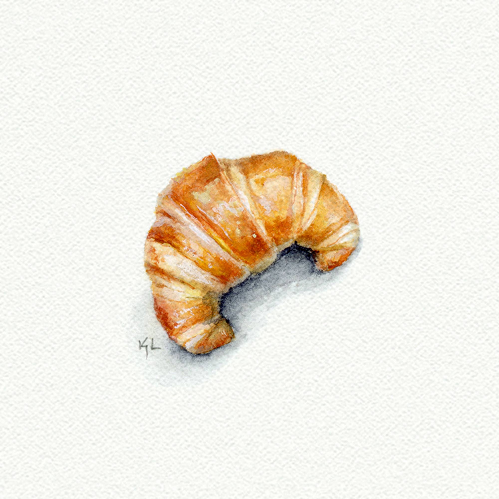 Croissant Miniature Watercolor Print - Box Turtle