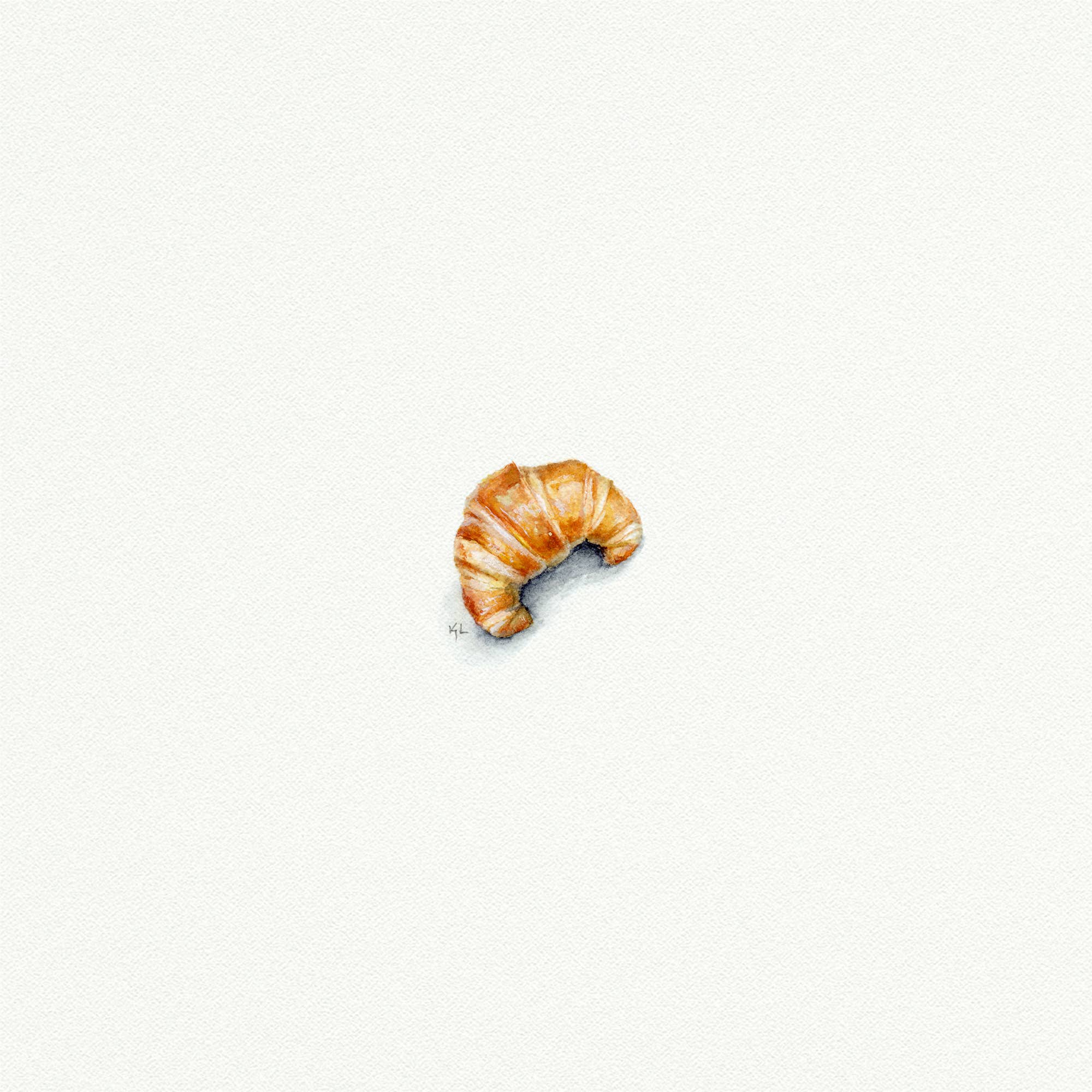 Croissant Miniature Watercolor Print - Box Turtle