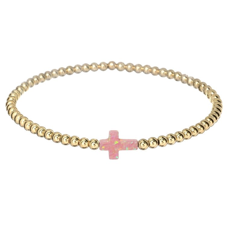 Cross Opal Stretch Bracelet - Box Turtle