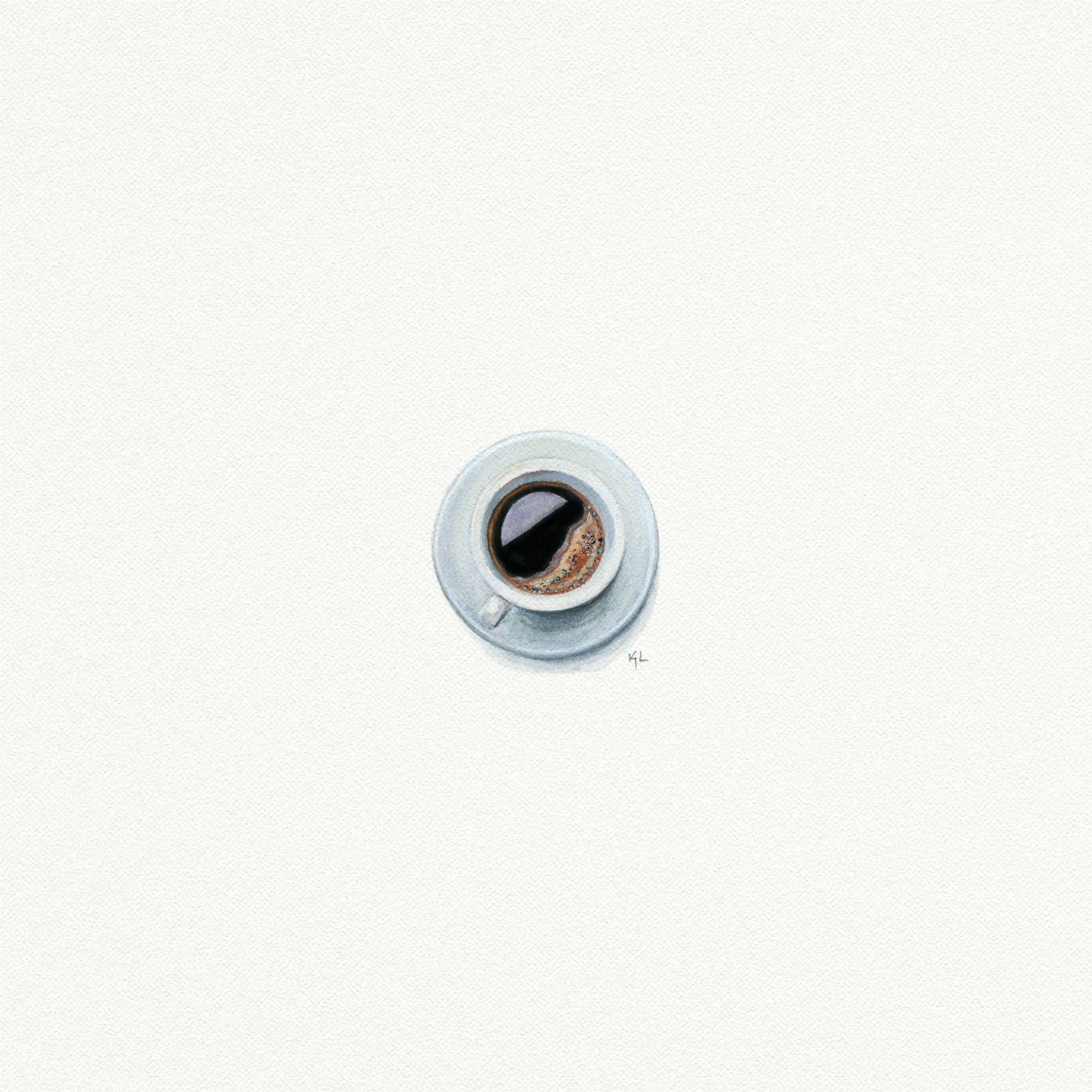 Cup of Coffee Miniature Watercolor Print - Box Turtle
