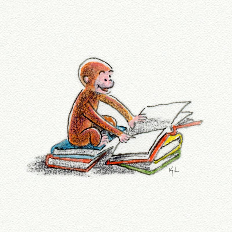 Curious George Miniature Watercolor Painting - Box Turtle