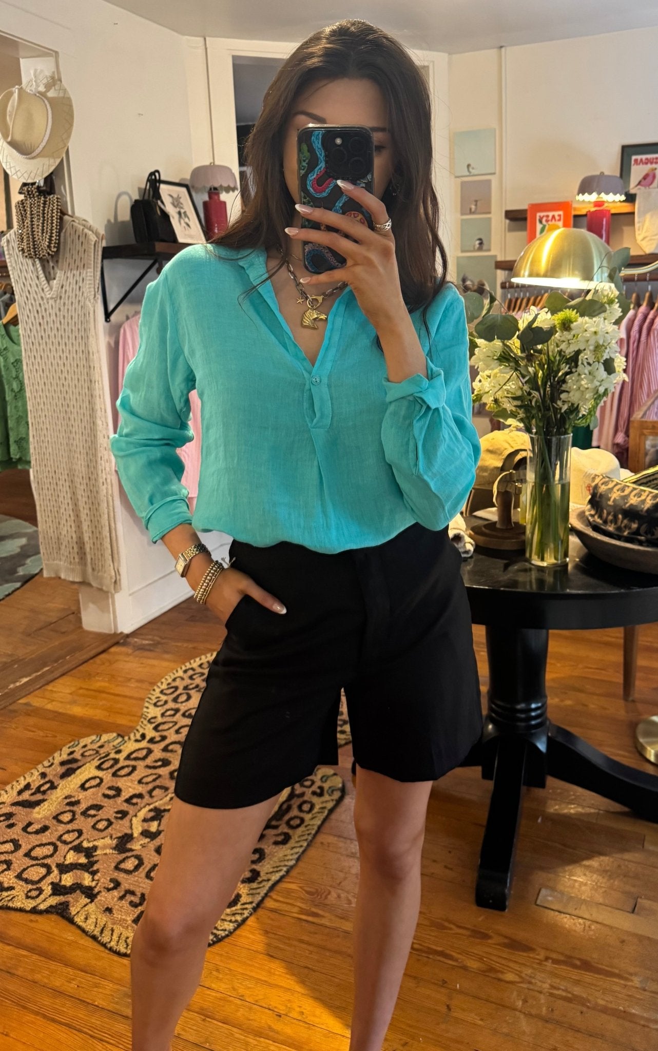 Cyan Gabby Top - Box Turtle