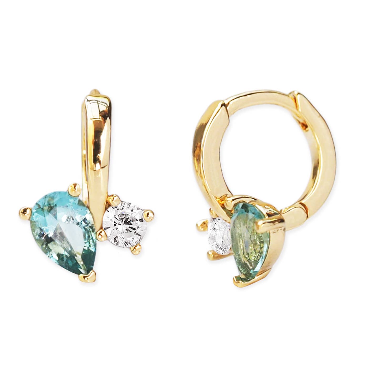 CZ And Glass Mini Huggie - Box Turtle