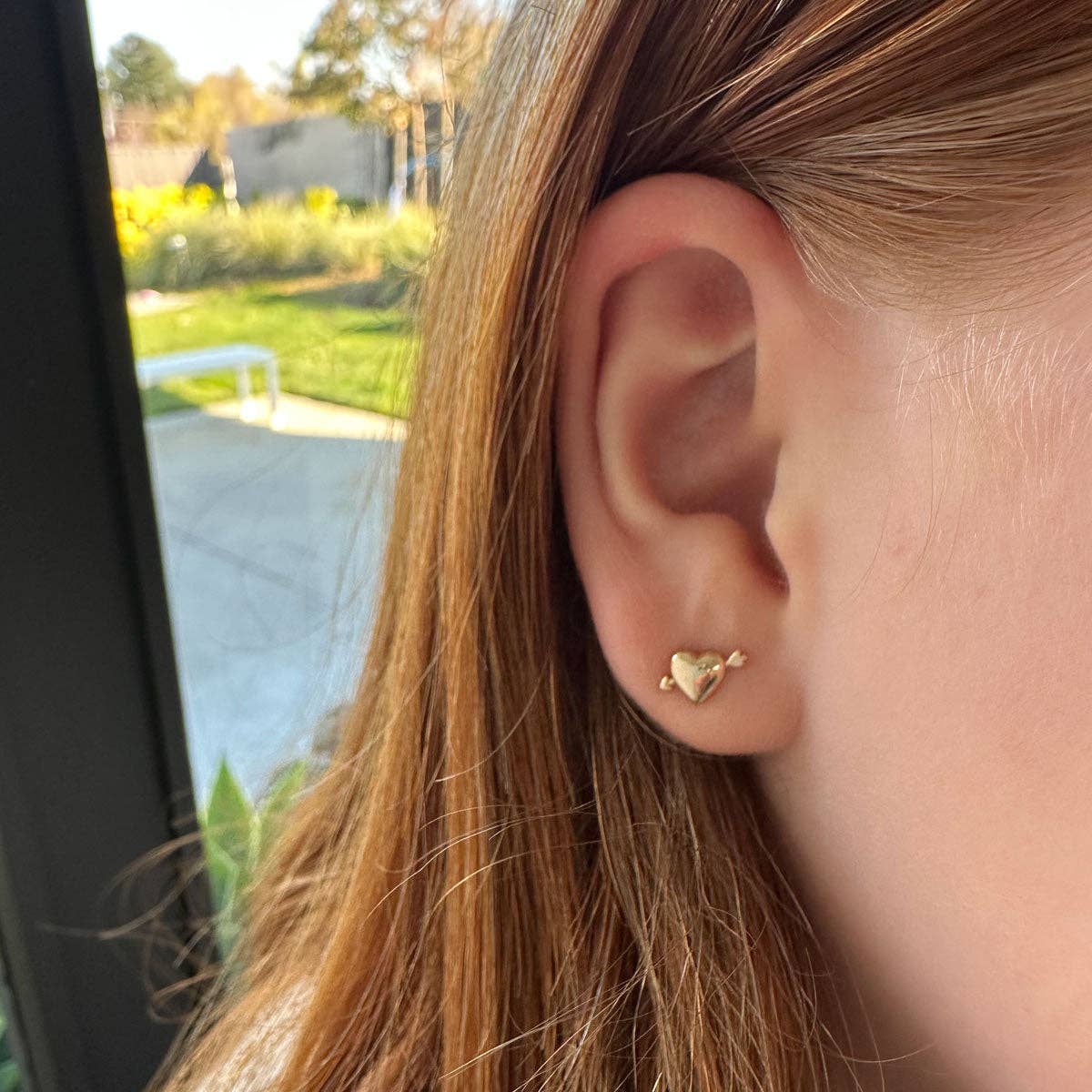 Gold Heart with Arrow Studs