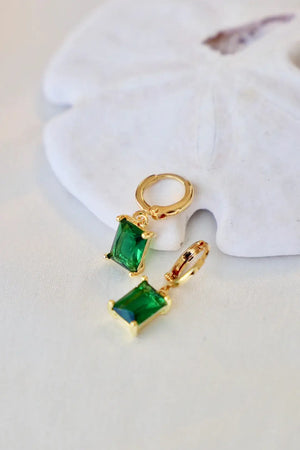 Rectangle Emerald Huggie