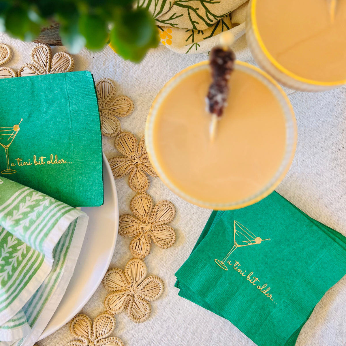 Green A Tini Bit Older Holographic Cocktail Napkins