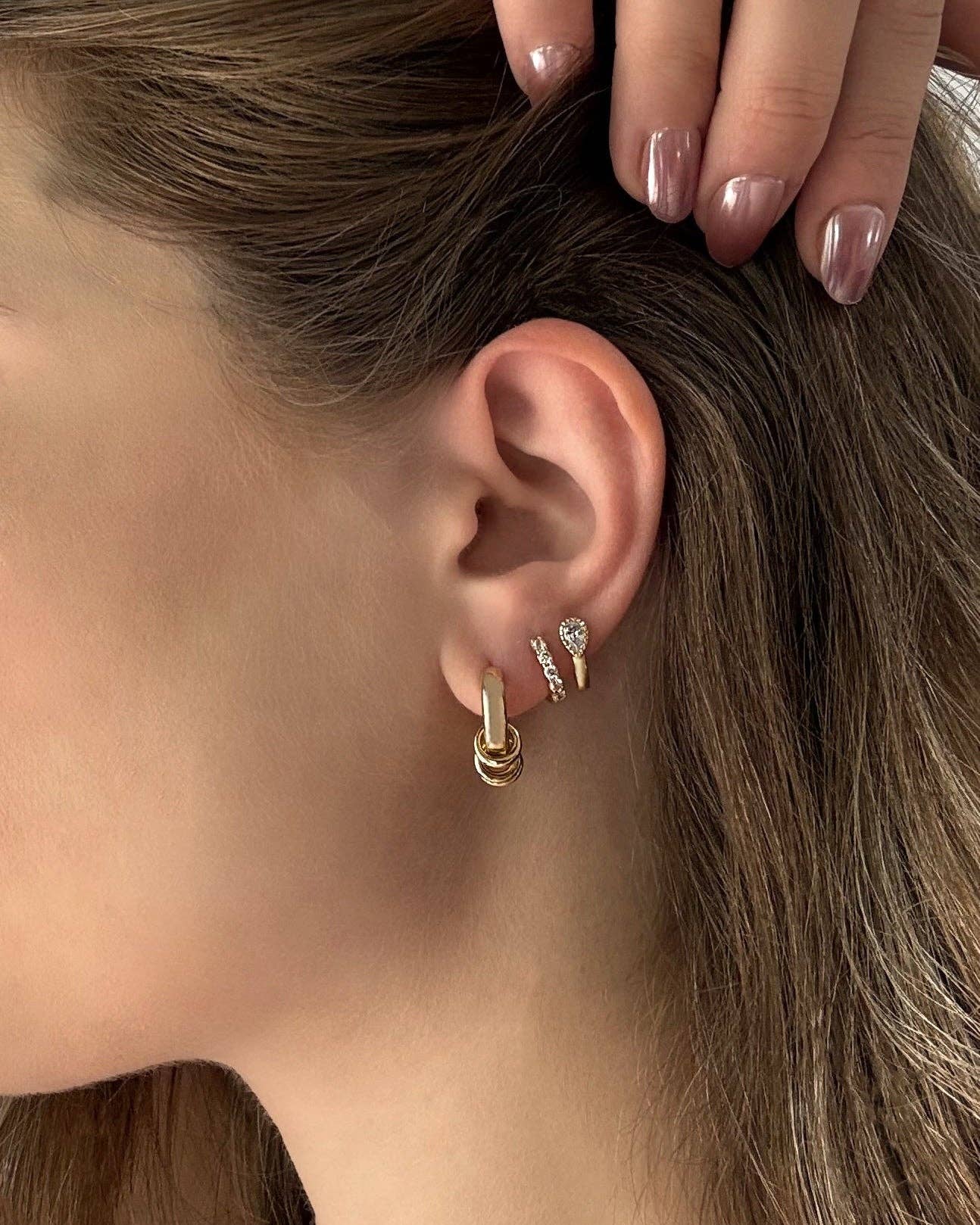 Leighton Teardrop Gold Huggies