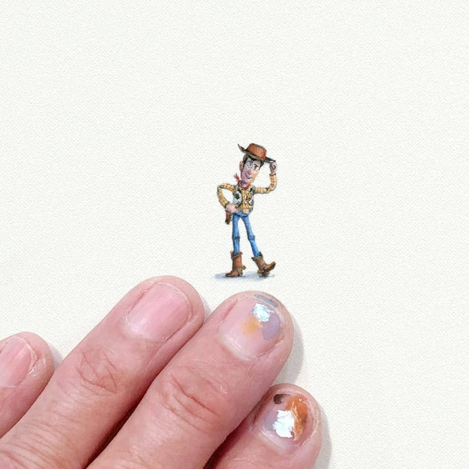 Woody Toy Story Miniature Watercolor Painting - Art Print