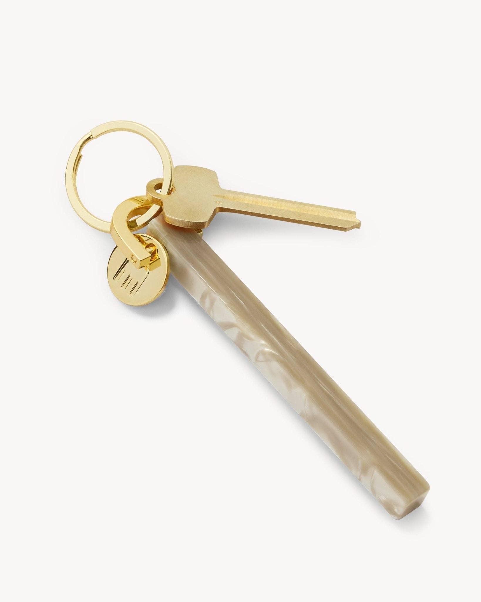 Sand Shell & Gold Bar Keychain