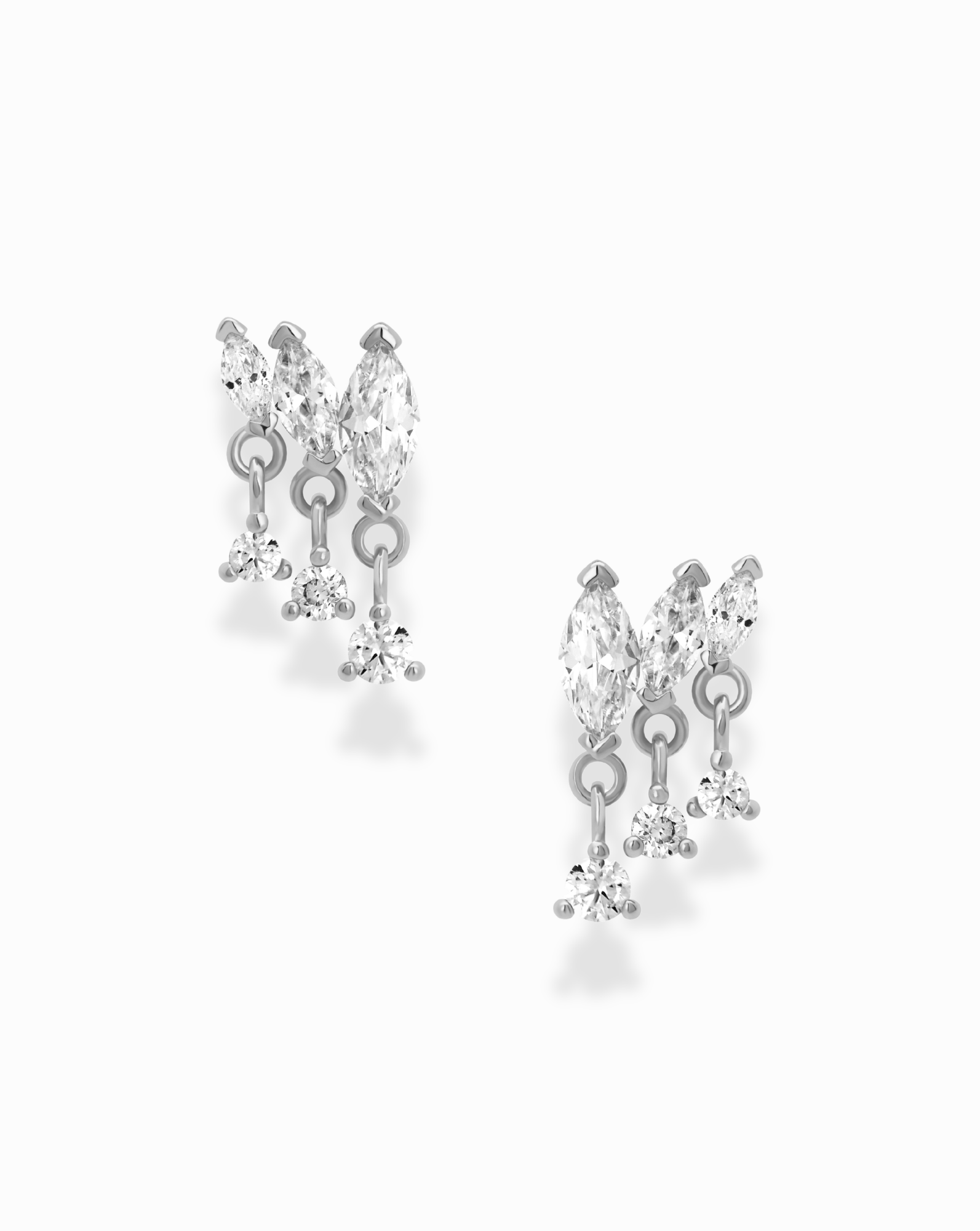 Rhodium Gabby Marquise Dangle Studs