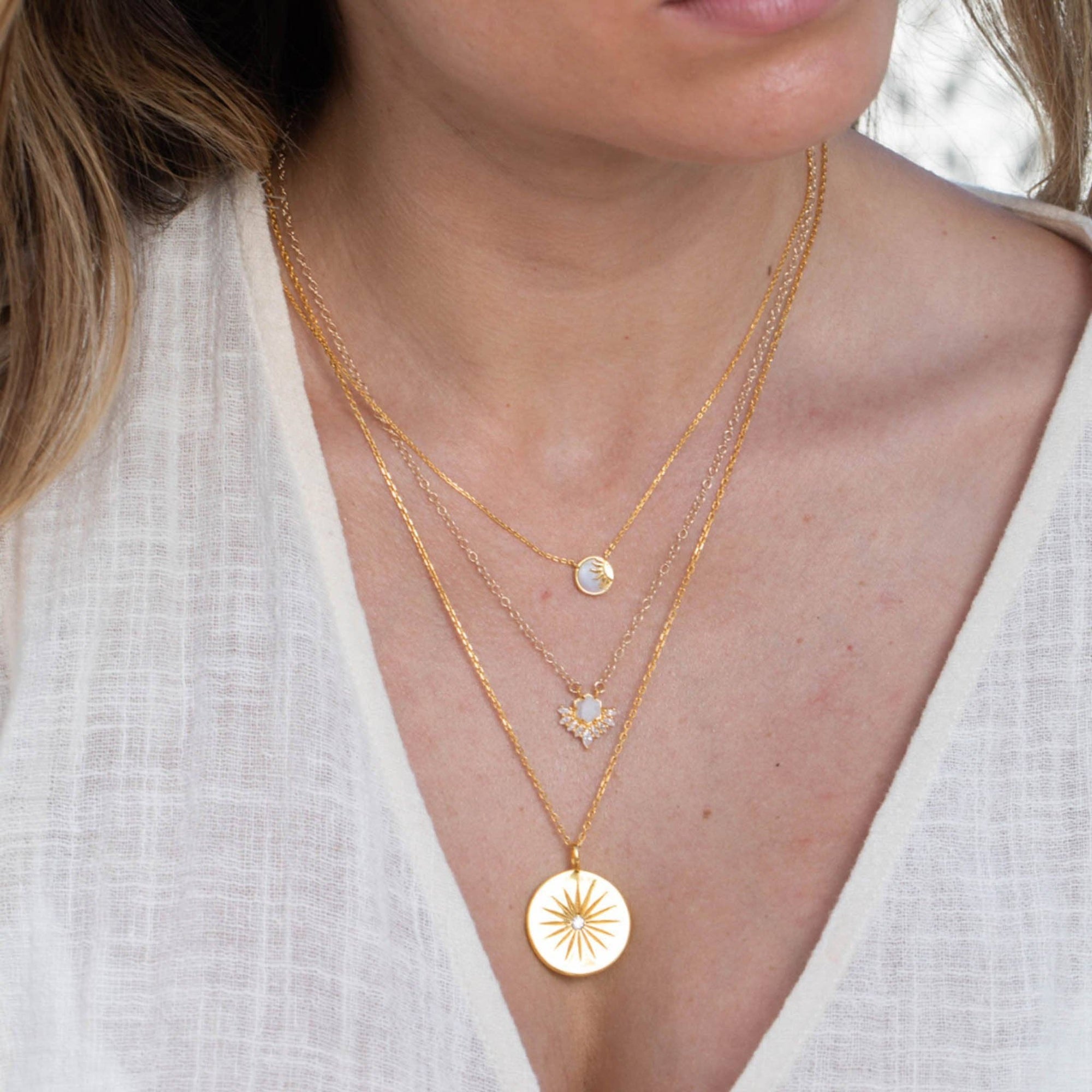 Mother of Pearl Sunshine Pendant Necklace