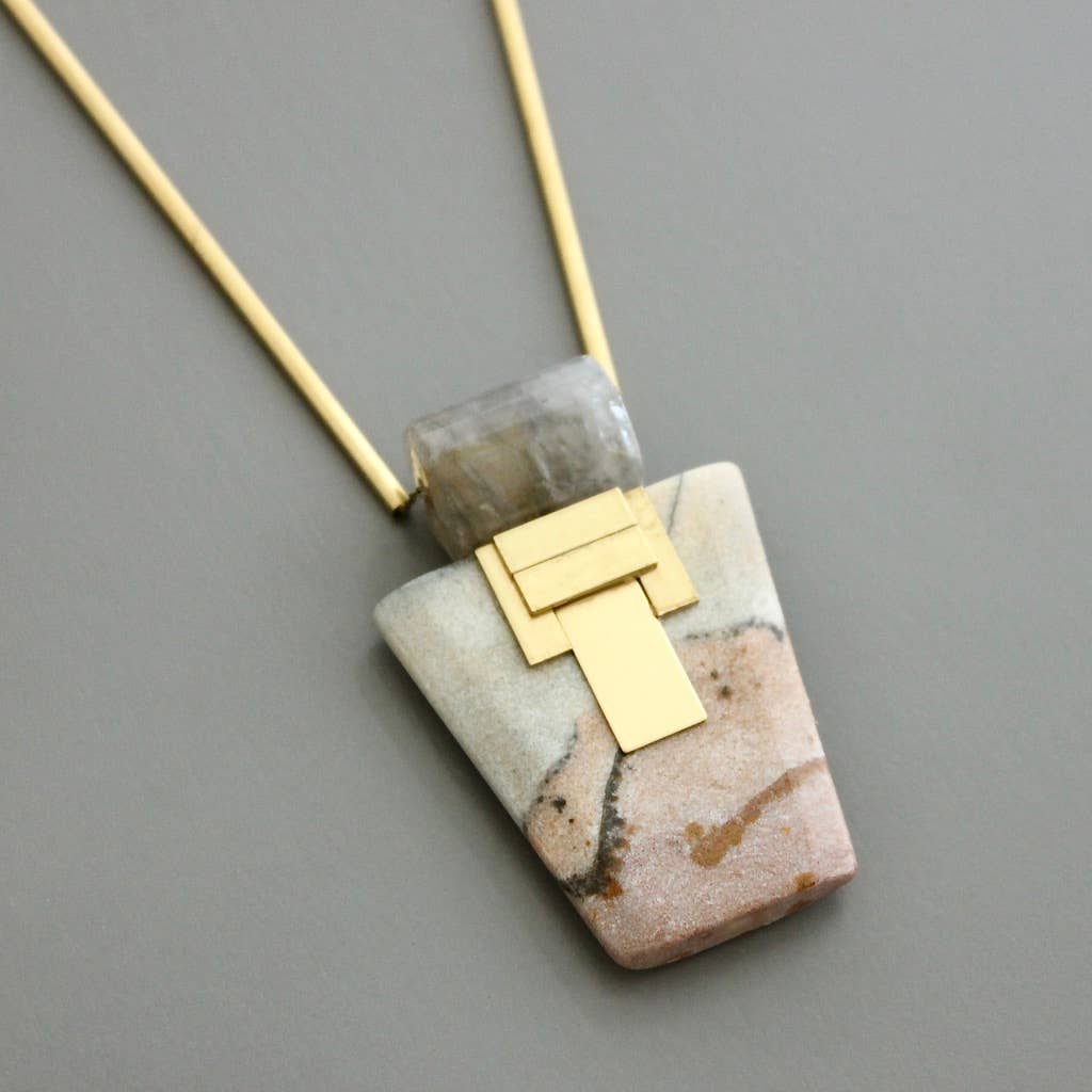 Geometric Stone Pendant Necklace