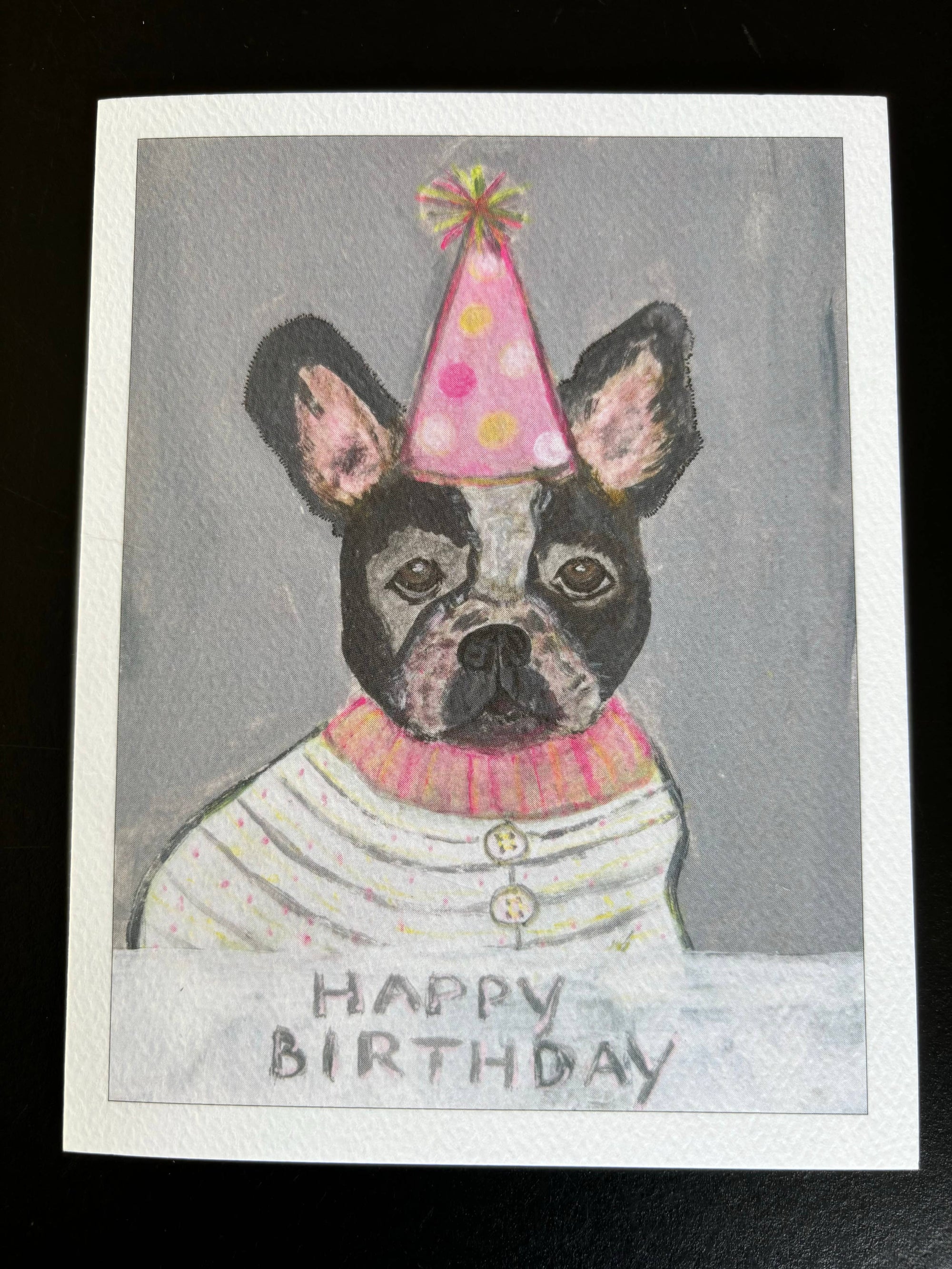 Frenchie Birthday Hat Card