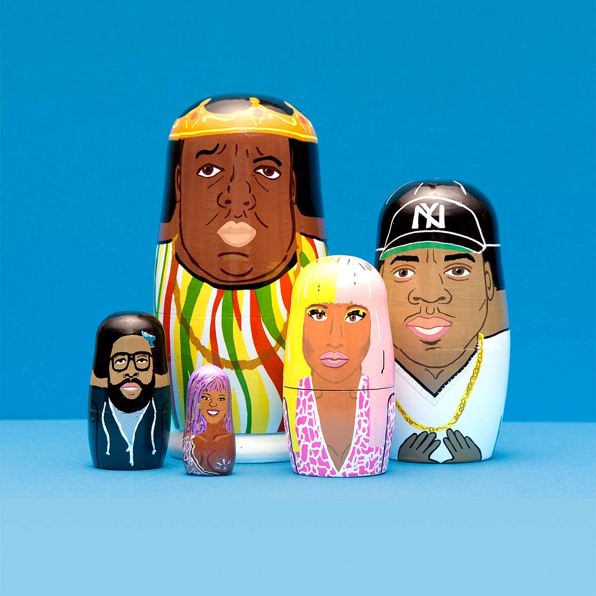 East Coast Rappers Wooden Nesting Dolls