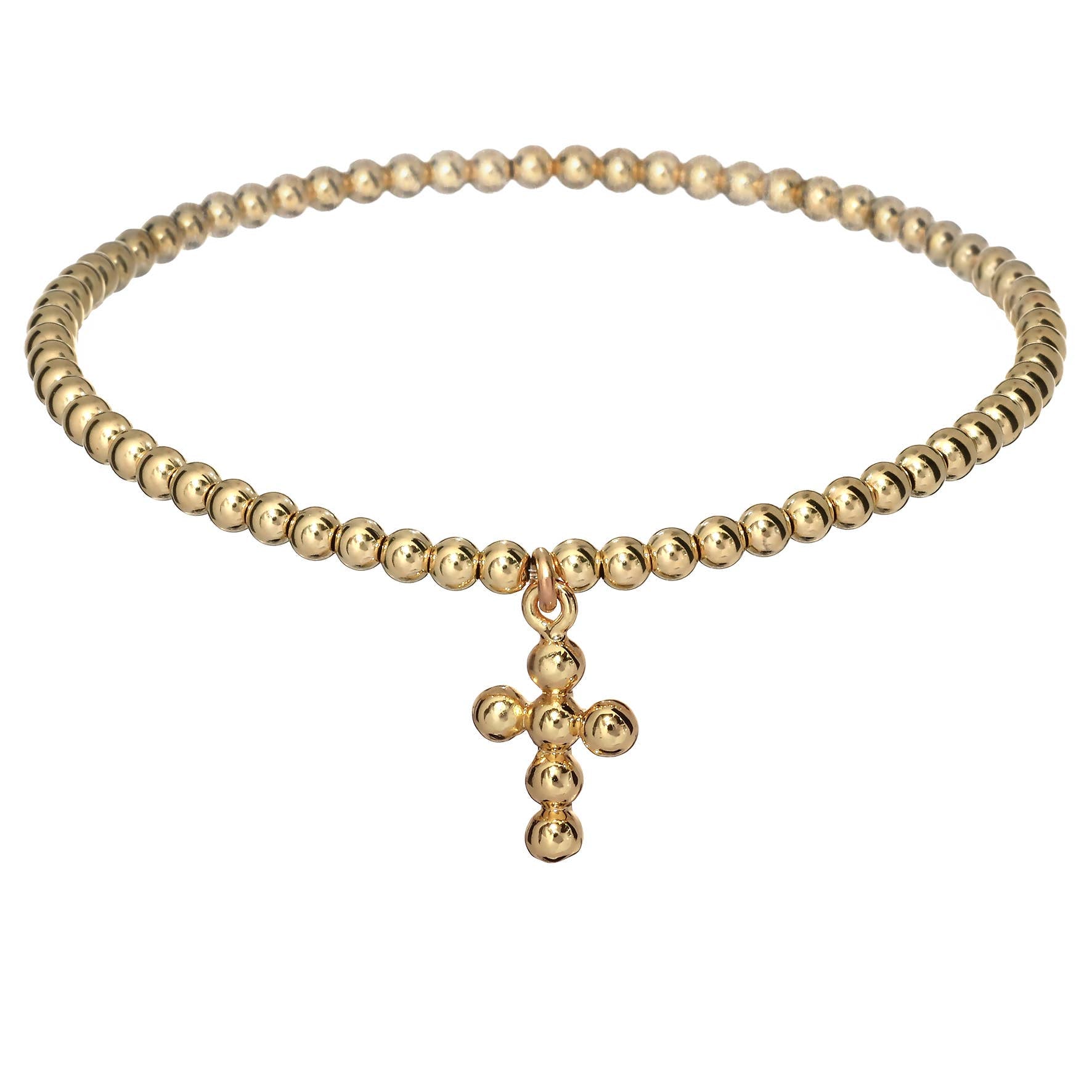 Gold Ball Bead Bubble Cross Bracelet