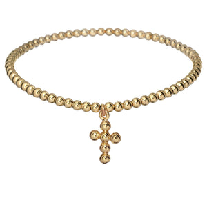 Gold Ball Bead Bubble Cross Bracelet
