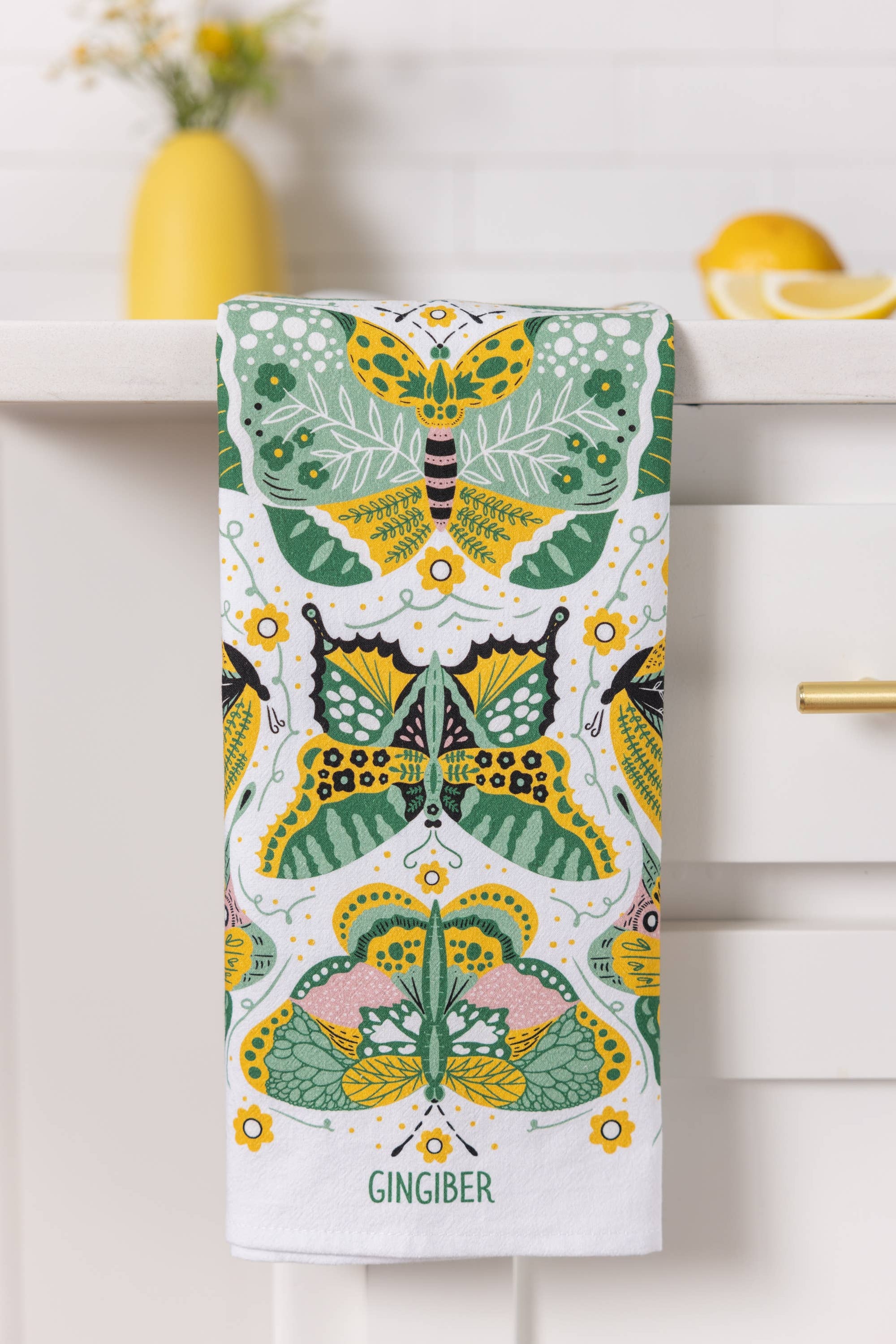 Night Butterfly Tea Towel - Botanical Kitchen Towel Decor
