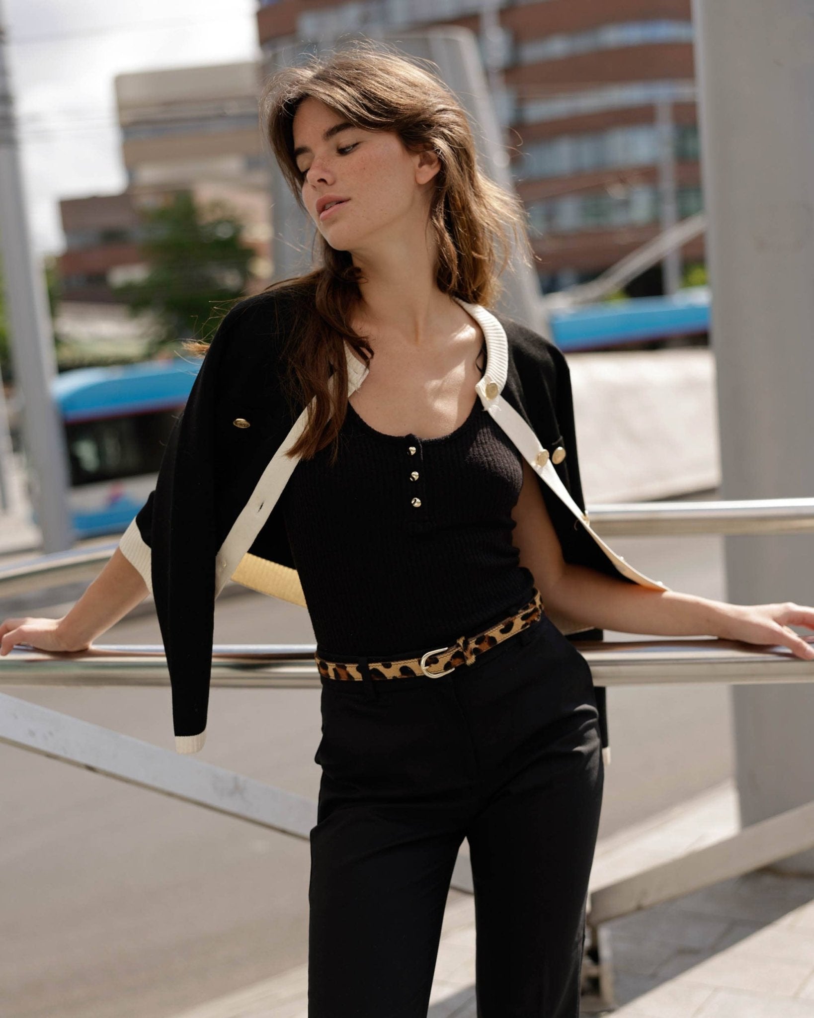 Dania | Gold Leopard Skinny Leather Belt - Box Turtle