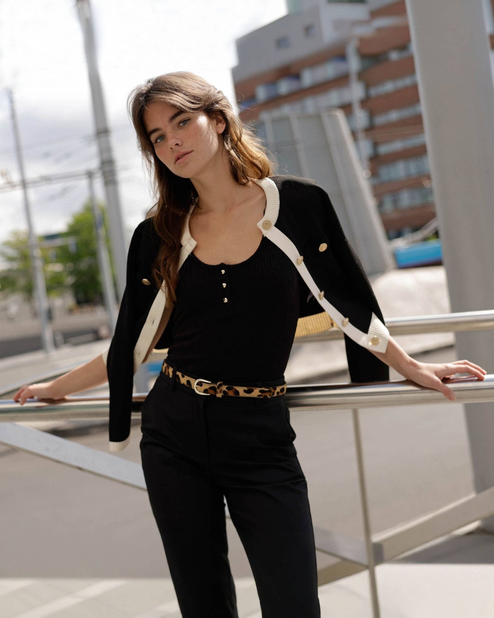 Dania | Gold Leopard Skinny Leather Belt - Box Turtle