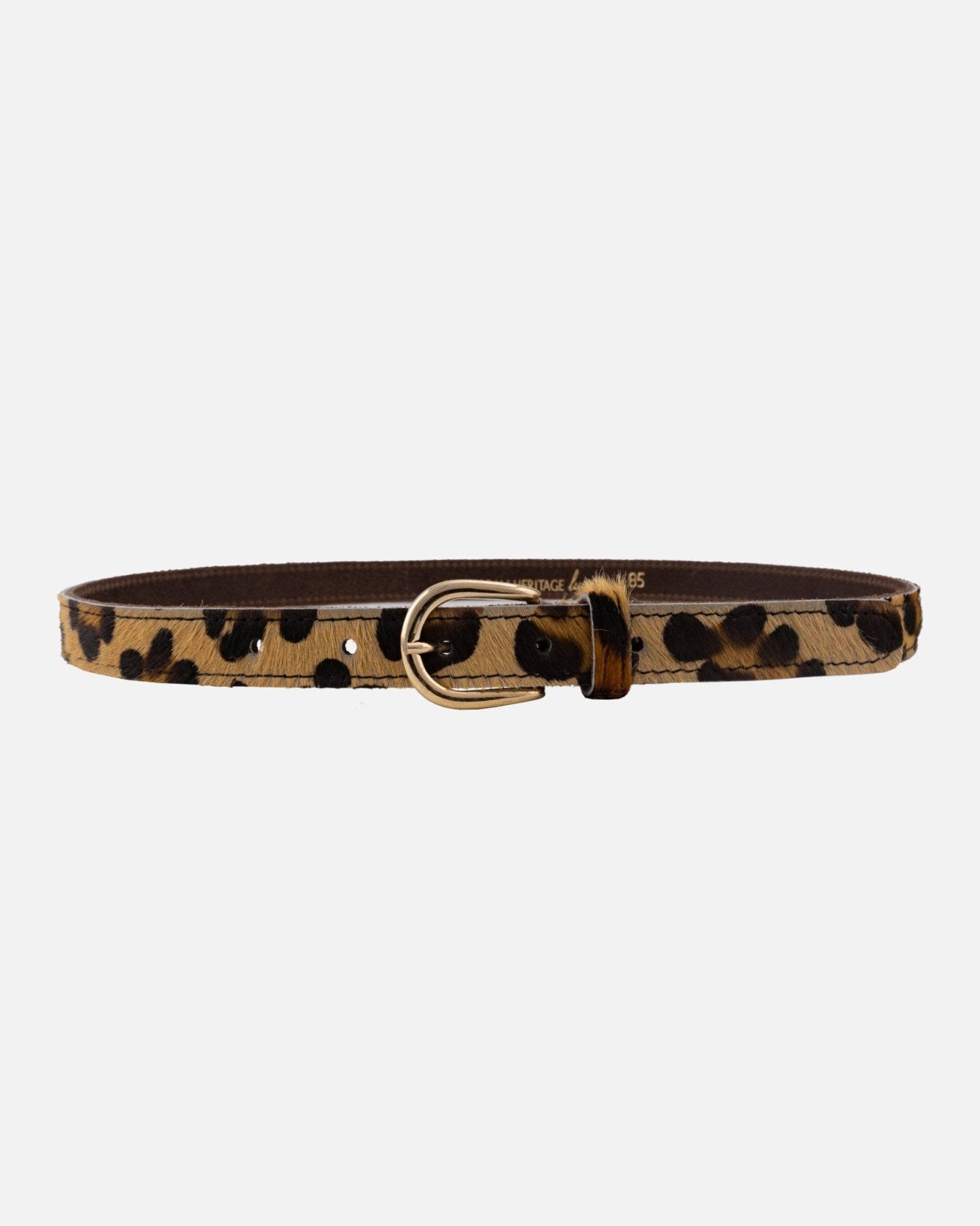 Dania | Gold Leopard Skinny Leather Belt - Box Turtle