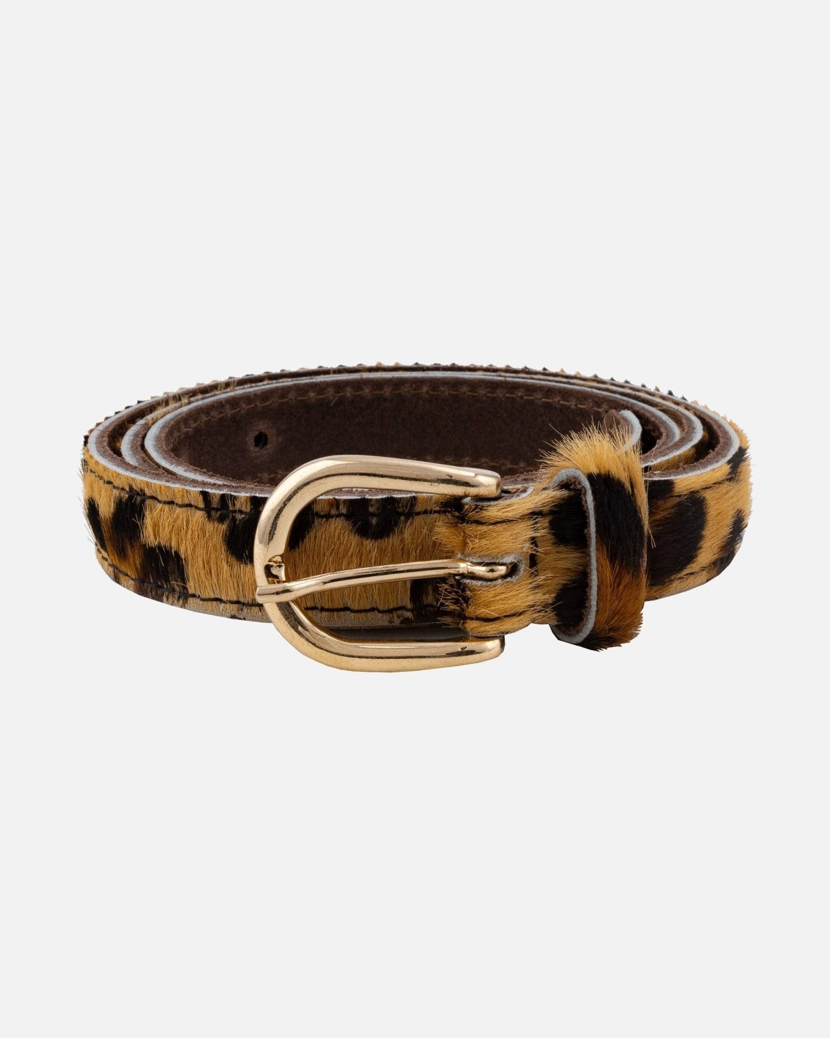 Dania | Gold Leopard Skinny Leather Belt - Box Turtle