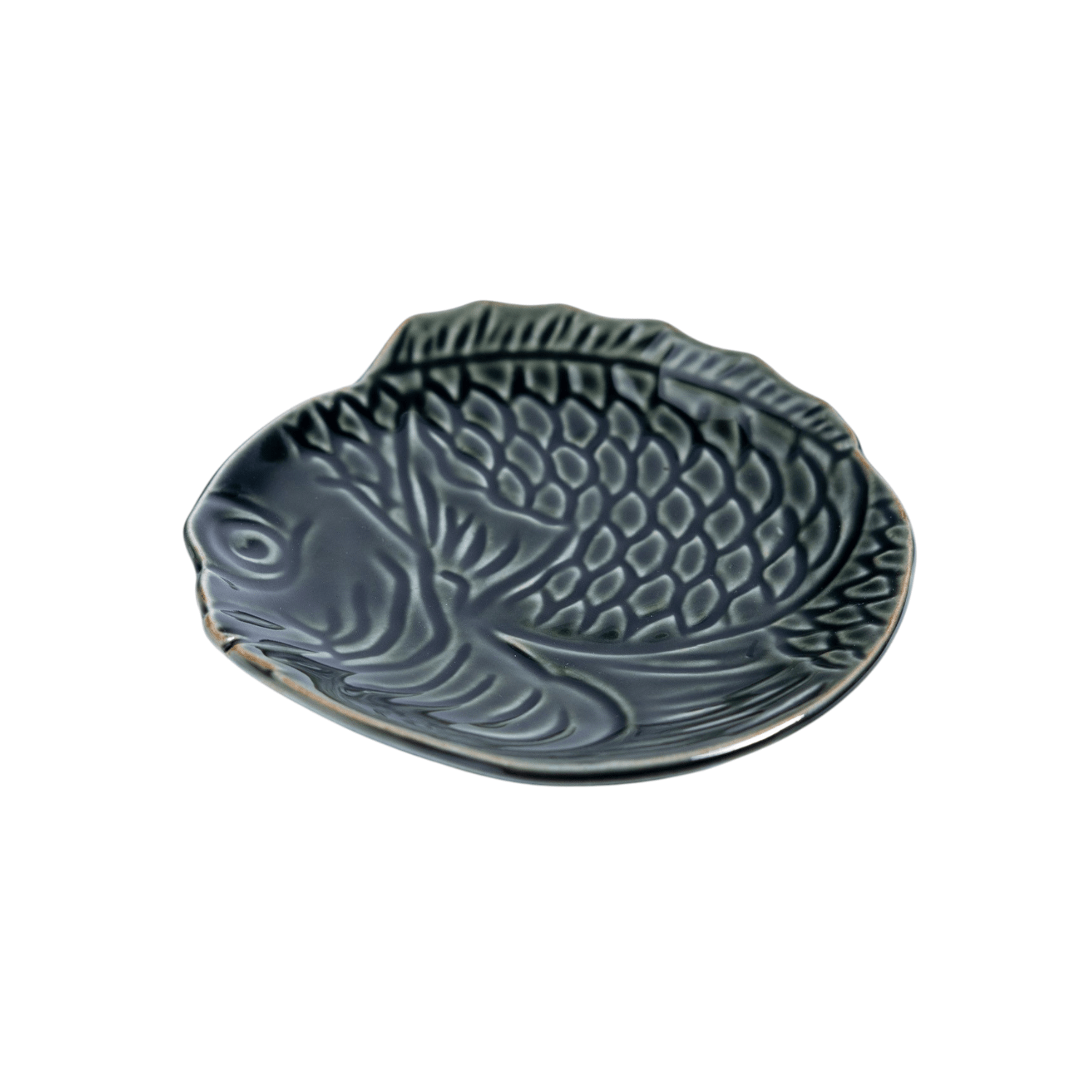 Dark Meisen Pottery Tai Sea Bream Porcelain Plate - Box Turtle