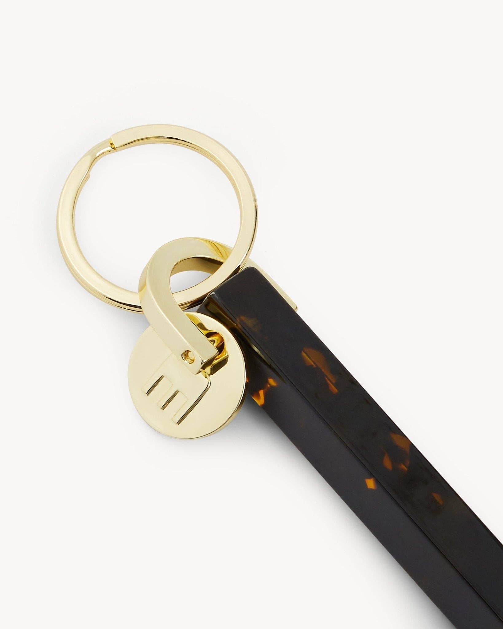 Dark Tortoise & Gold Bar Keychain - Box Turtle