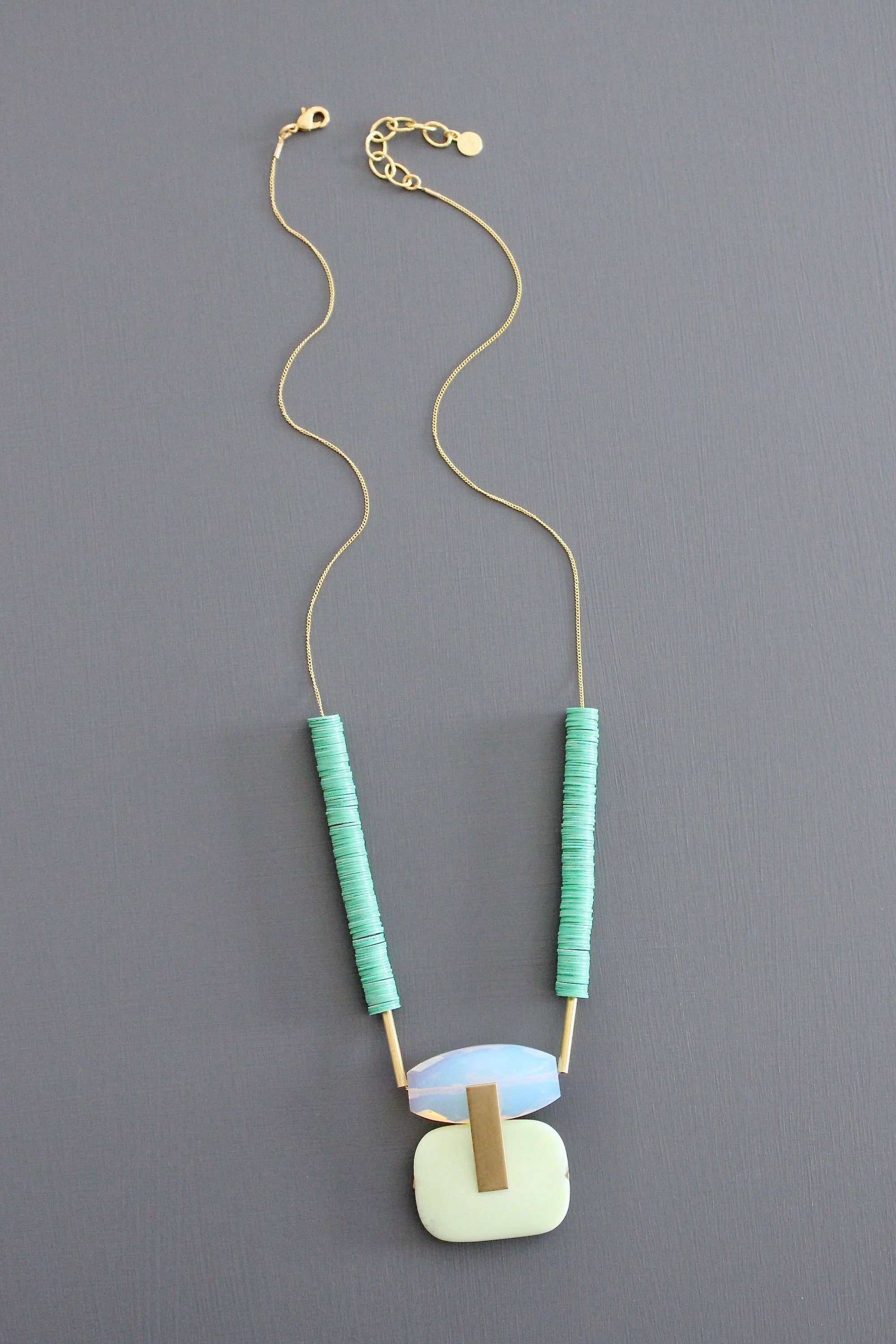 Opal & Mint Pendant Necklace