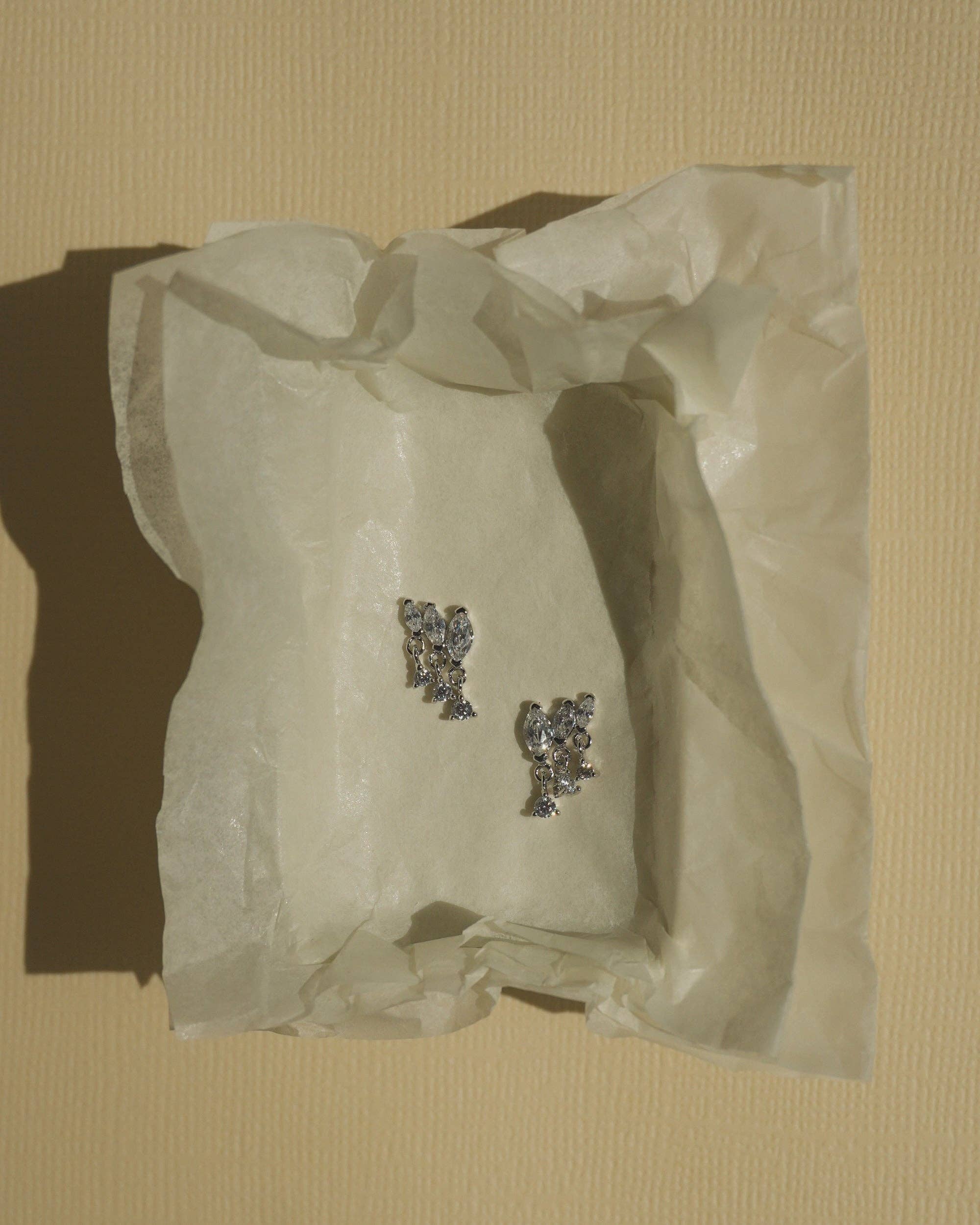 Rhodium Gabby Marquise Dangle Studs