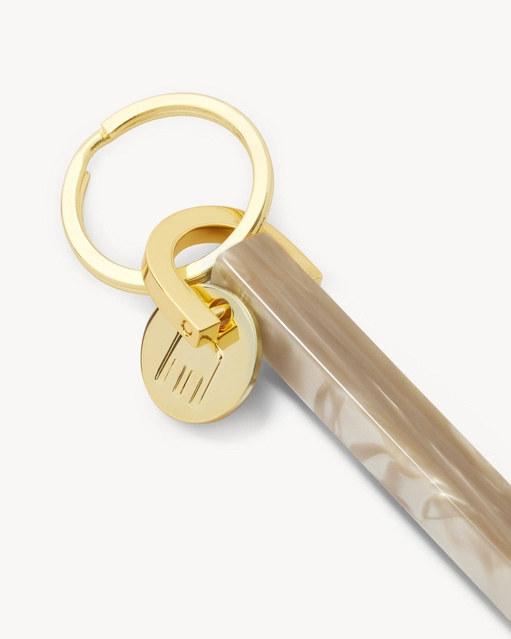 Sand Shell & Gold Bar Keychain