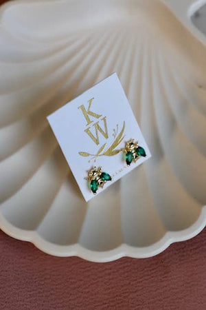 Gold & Emerald Bee Studs