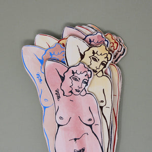 Relaxed Nude Woman Hand Painted Leather Bookmark